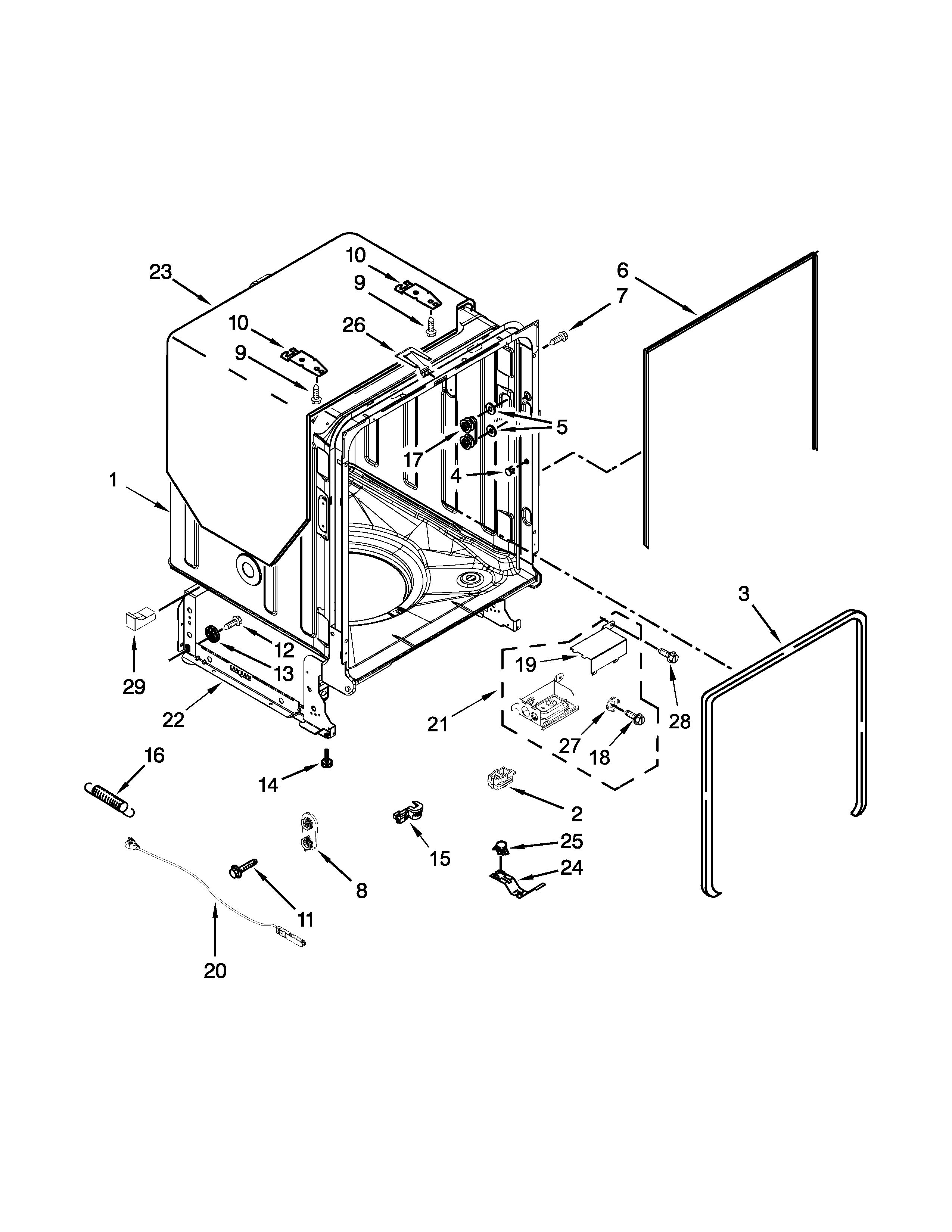 Tub and frame parts