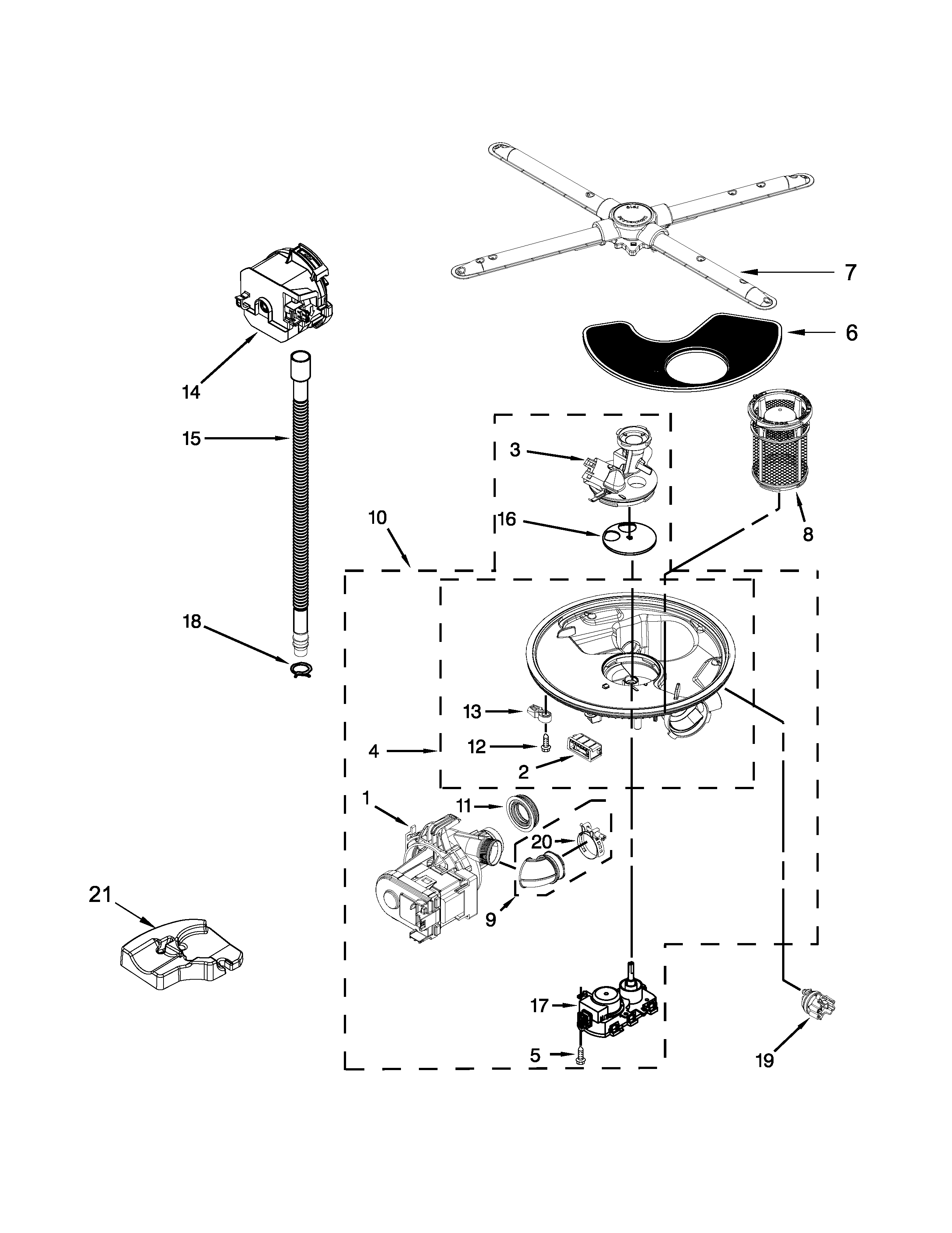 PUMP, WASHARM AND MOTOR PARTS