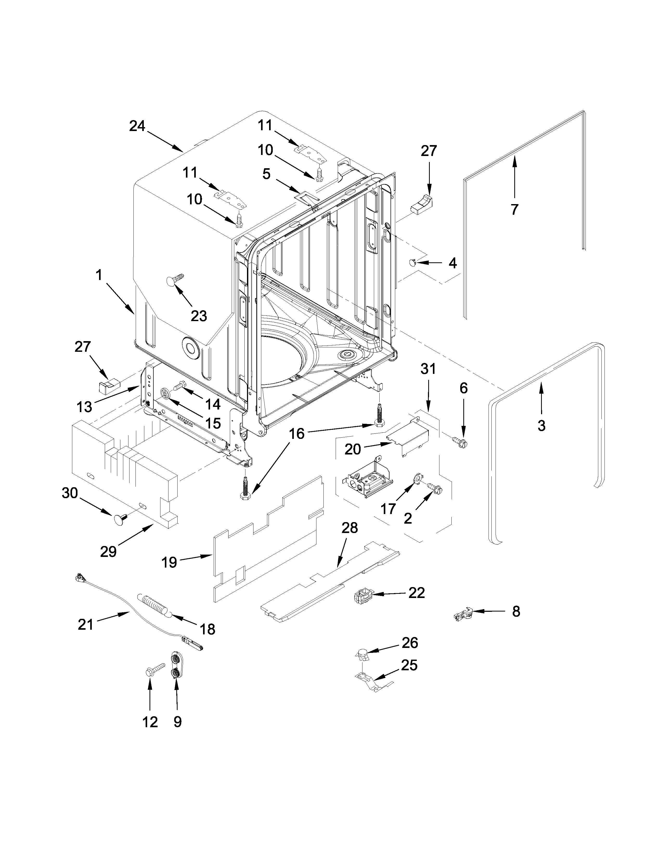 Tub and frame parts