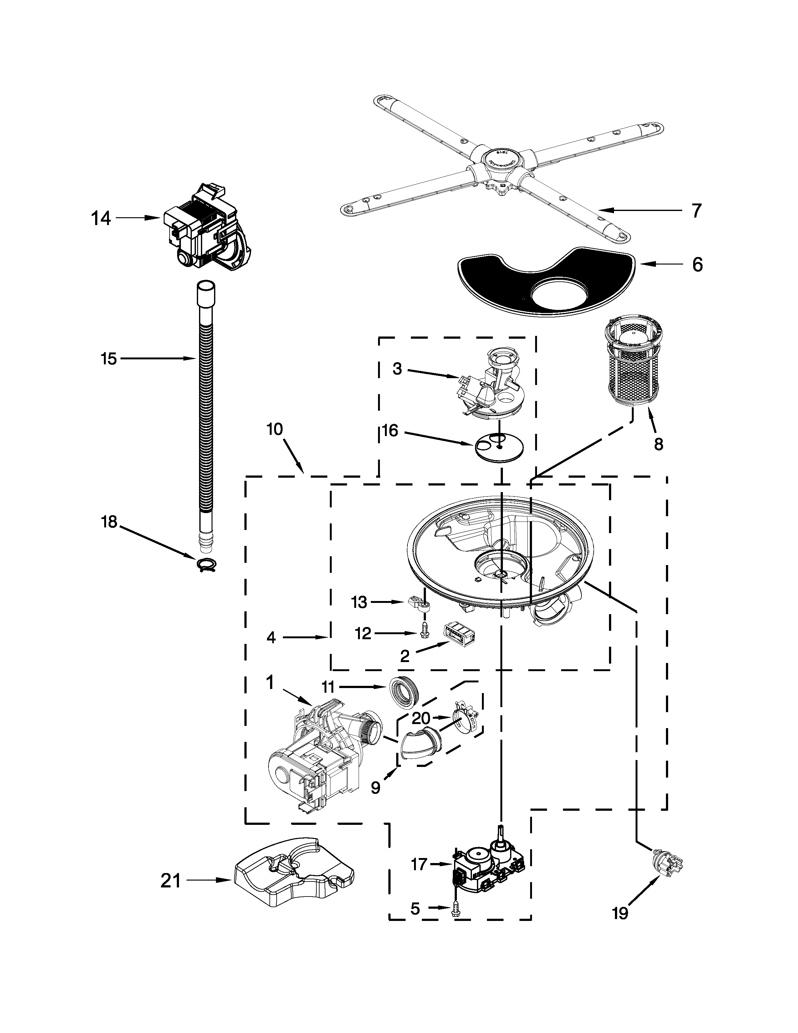 PUMP, WASHARM AND MOTOR PARTS