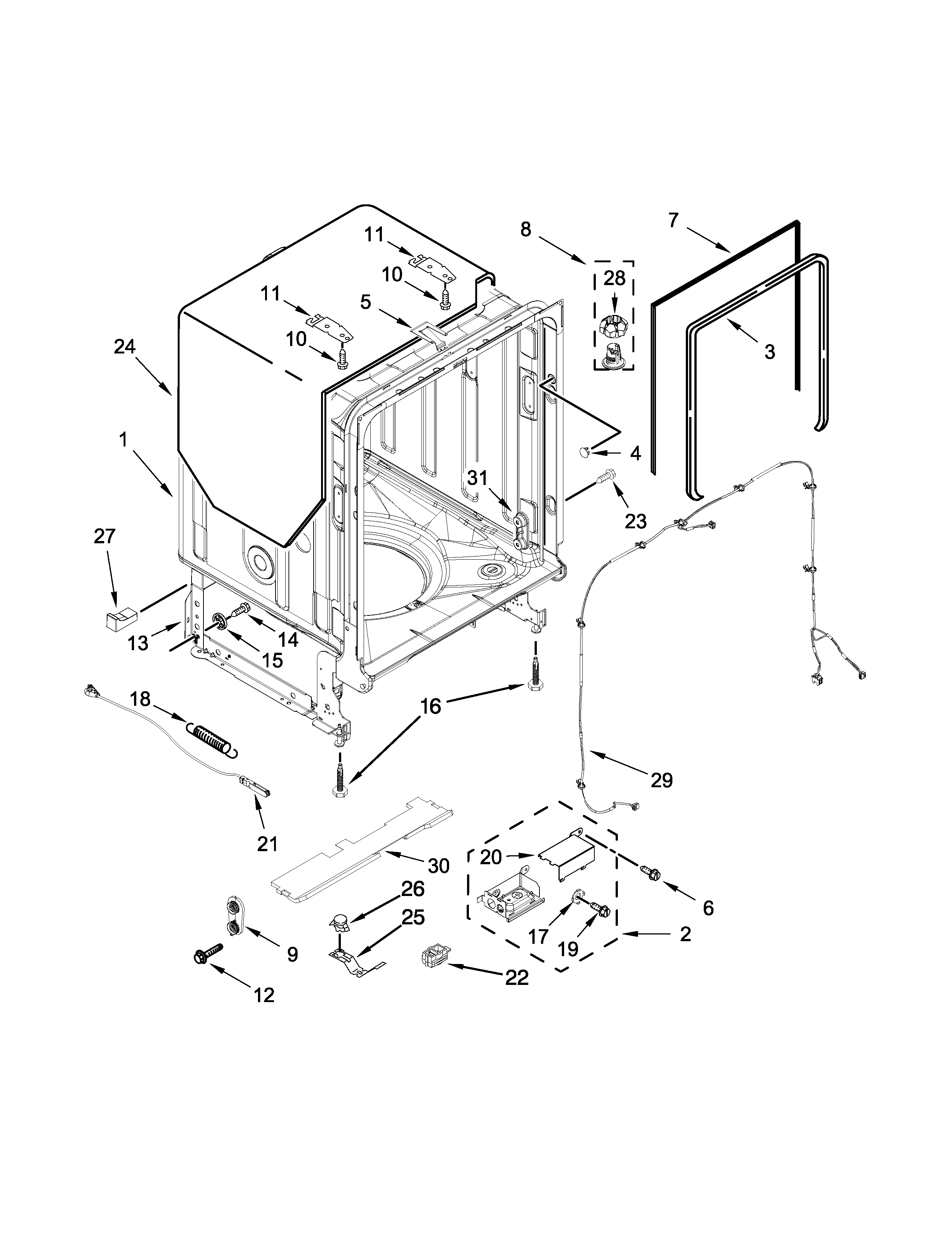 TUB AND FRAME PARTS