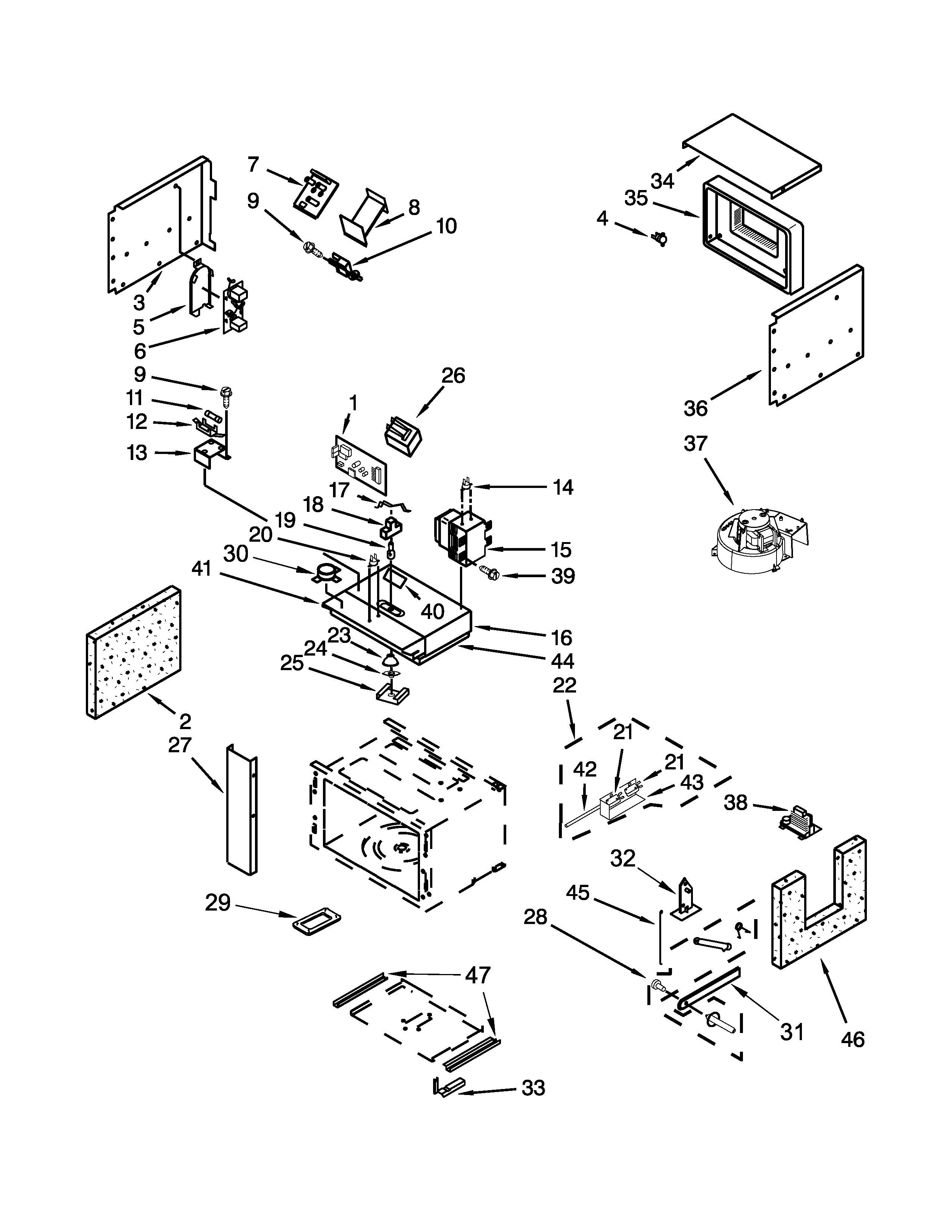 Cabinet and stirrer parts