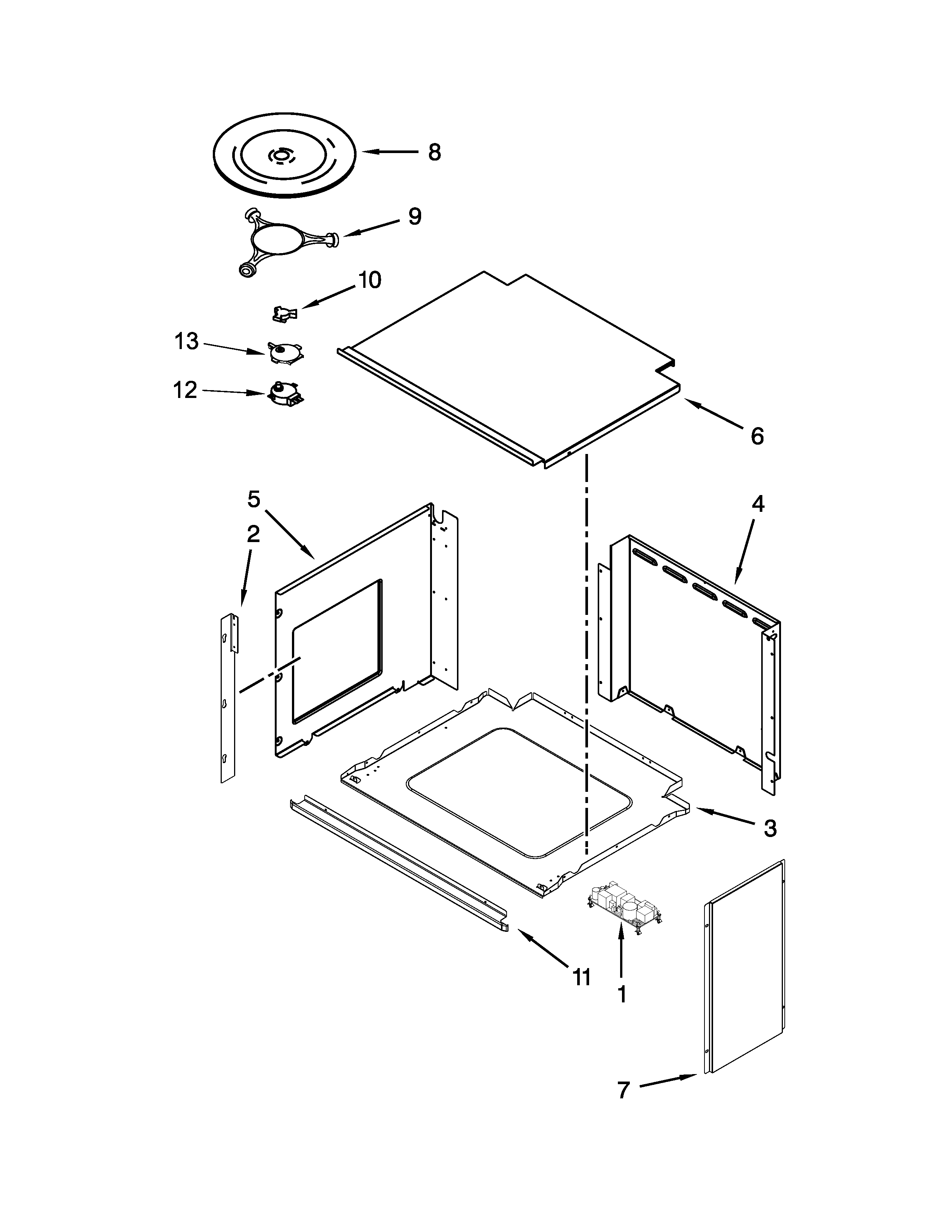 Top support and turntable parts