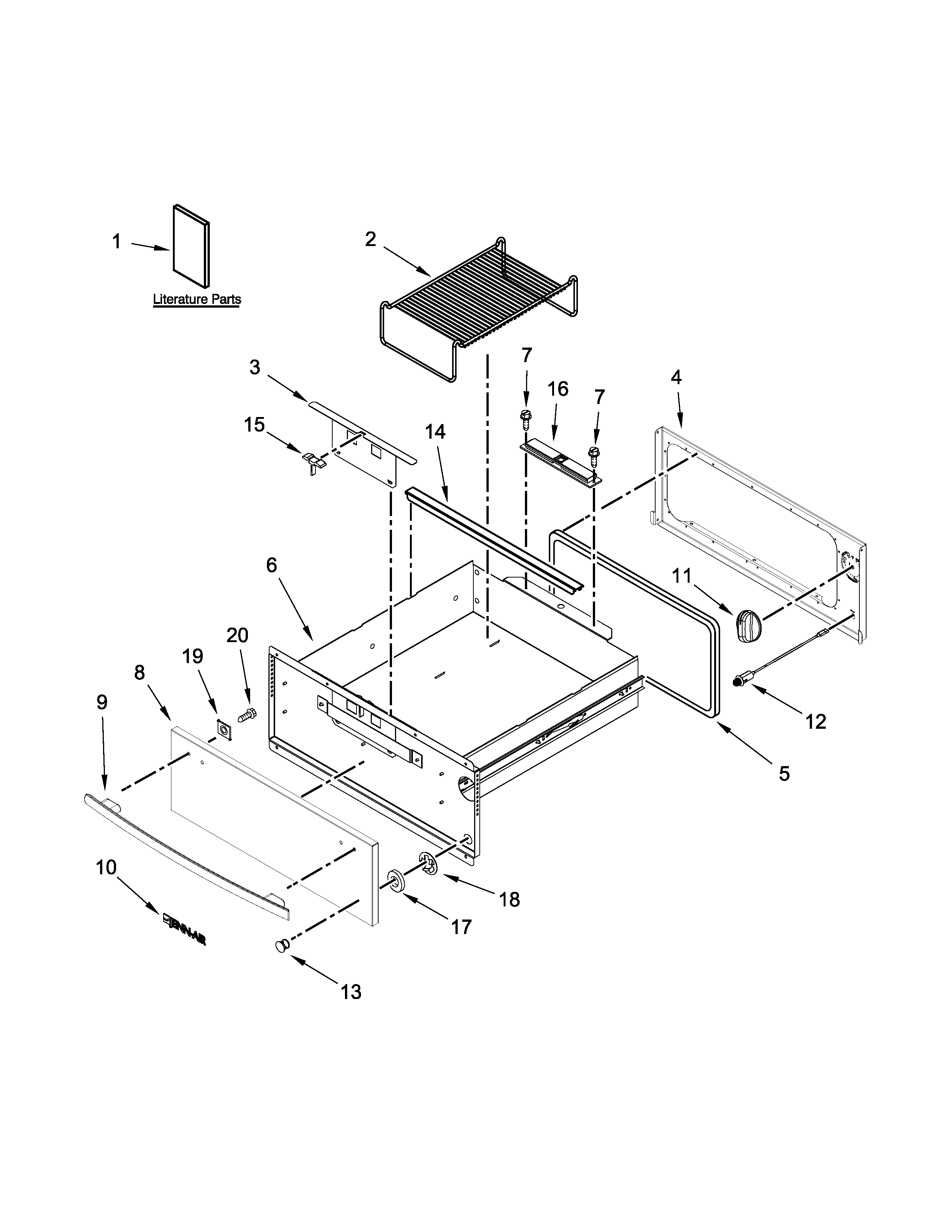 Control panel and drawer parts