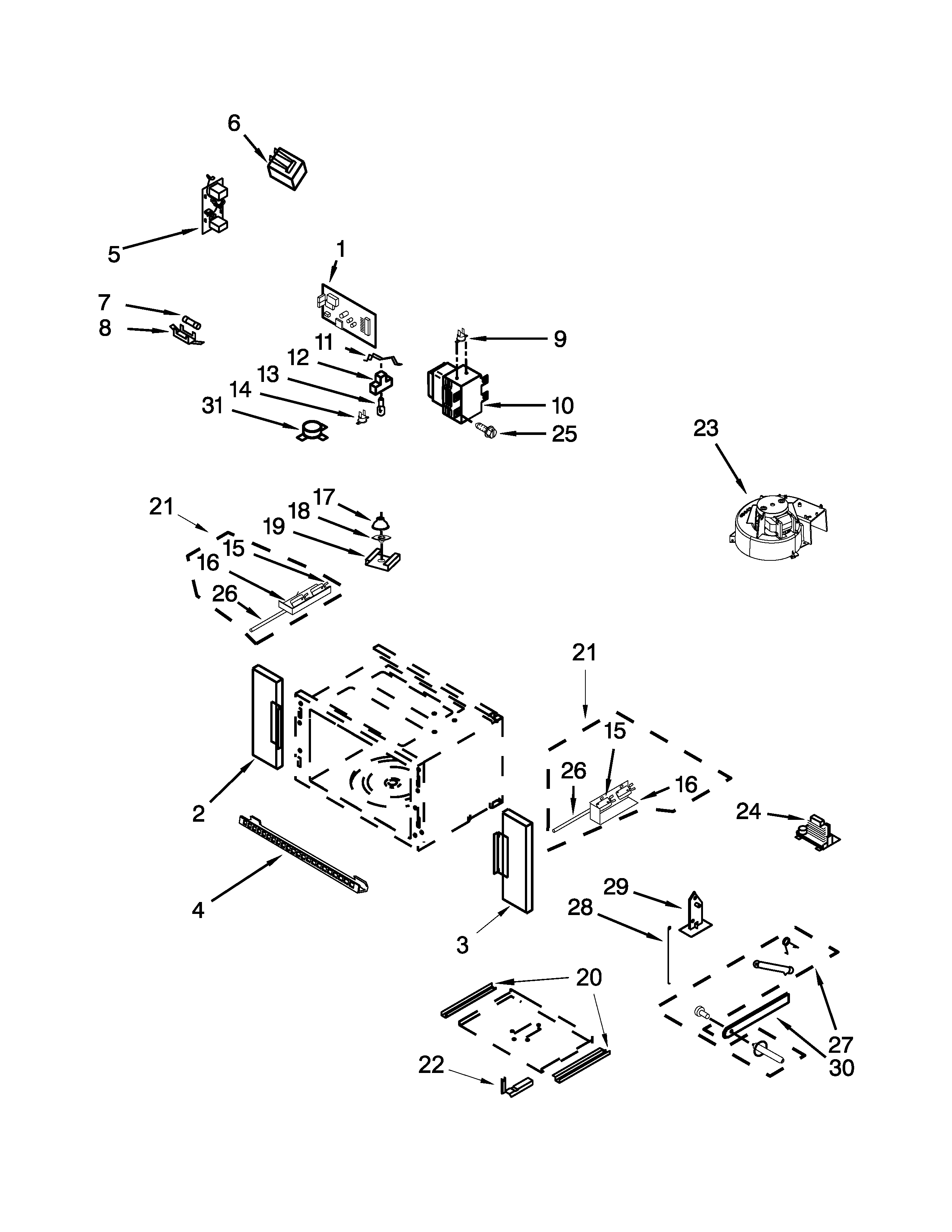 Cabinet and stirrer parts