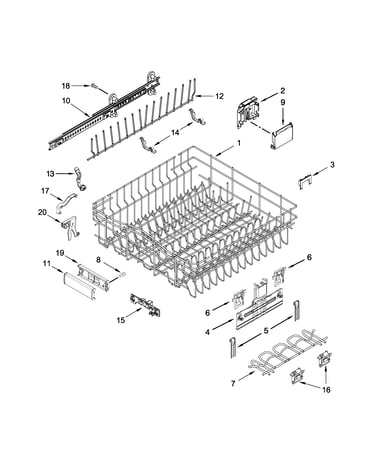 Upper rack and track parts