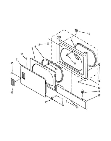Dryer front panel and door parts