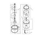 Whirlpool YWET3300XQ1 agitator, basket and tub parts diagram