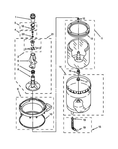 Agitator, basket and tub parts