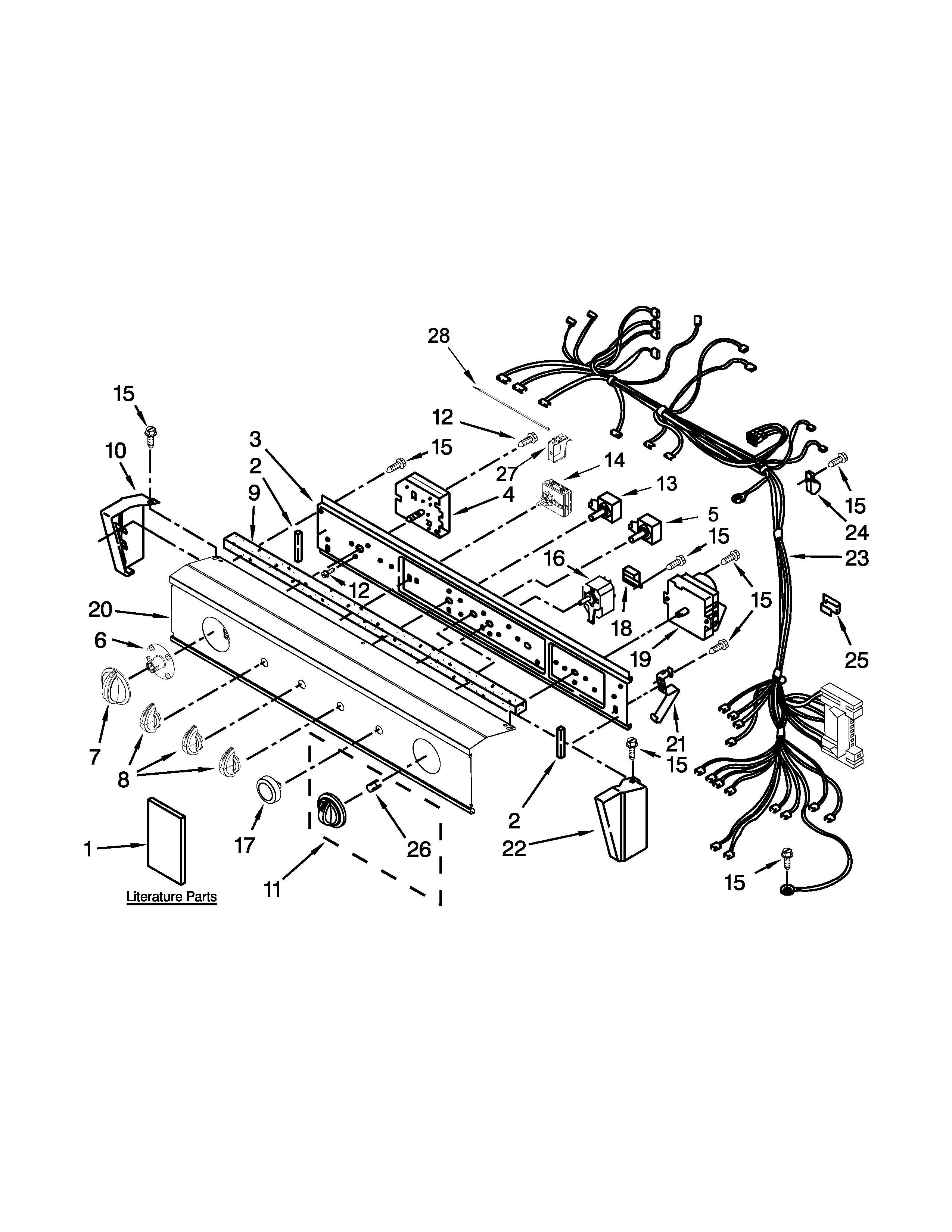 Washer/dryer control panel parts