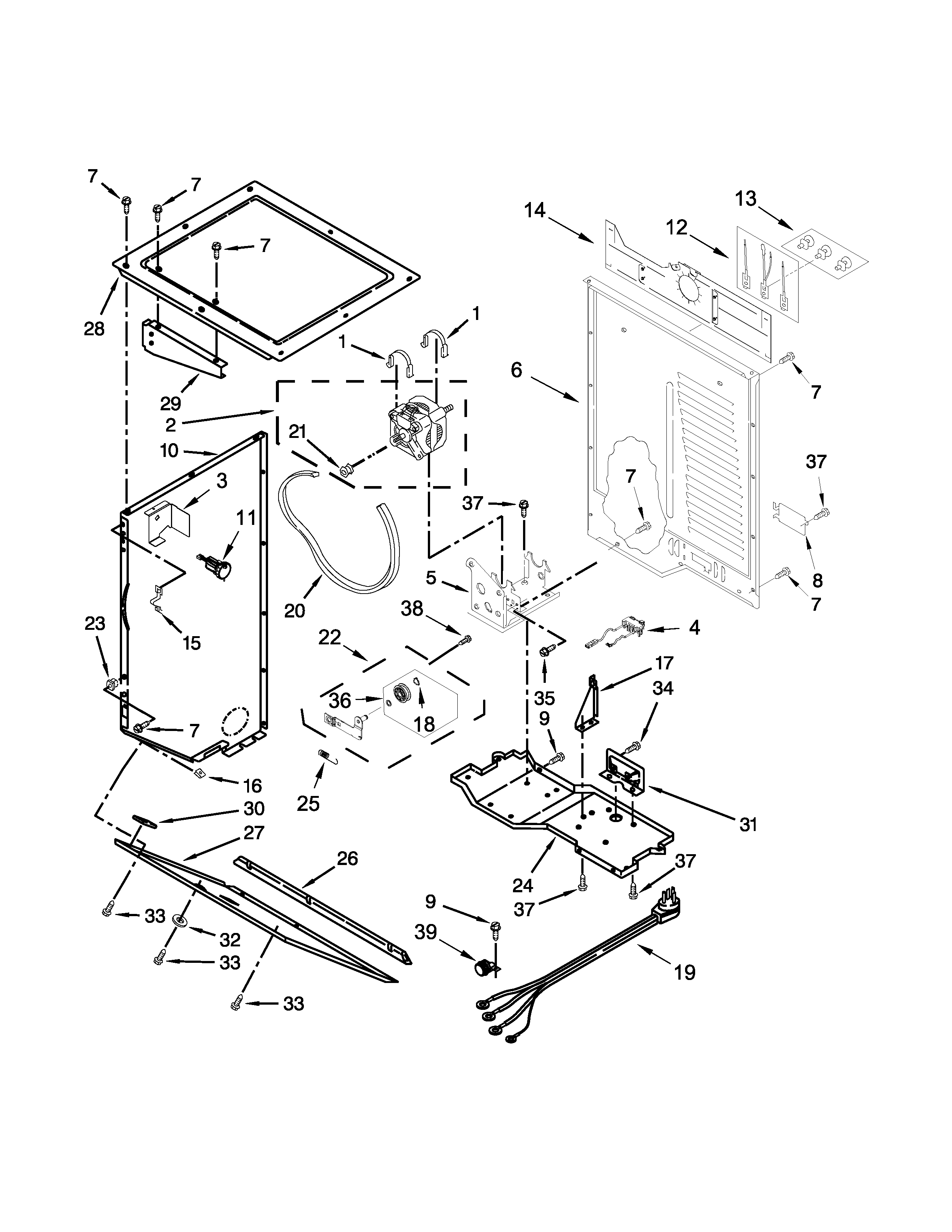 Dryer cabinet and motor parts