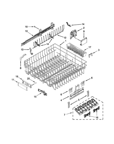 Upper rack and track parts