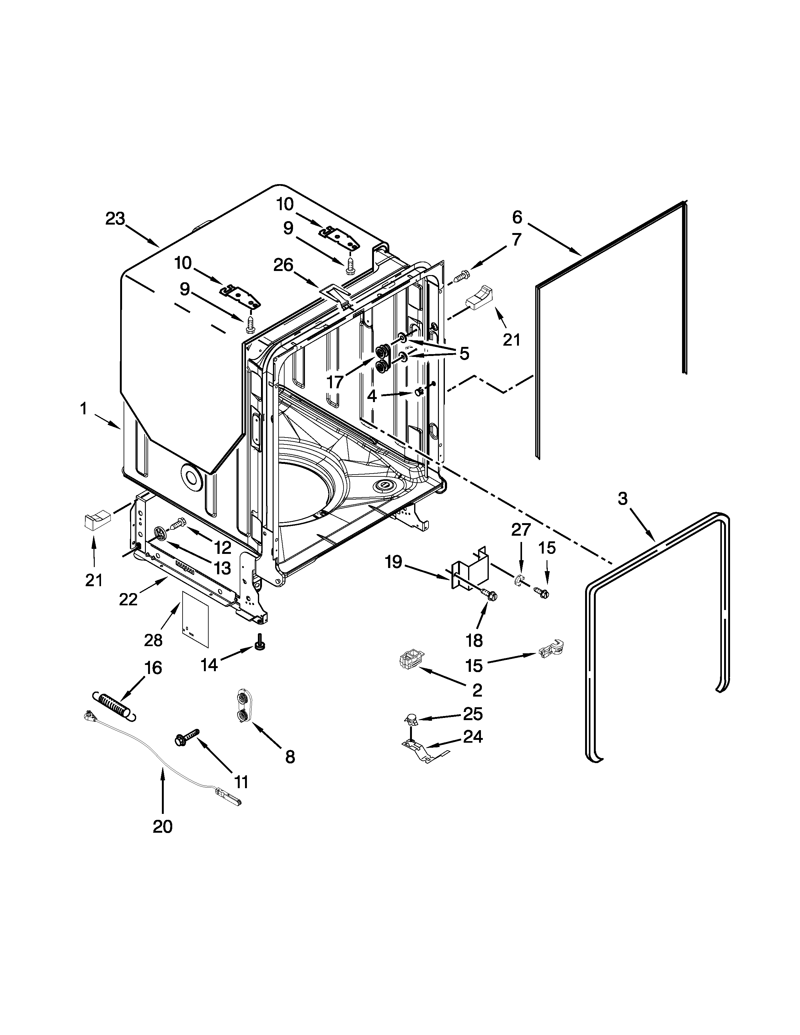 TUB AND FRAME PARTS