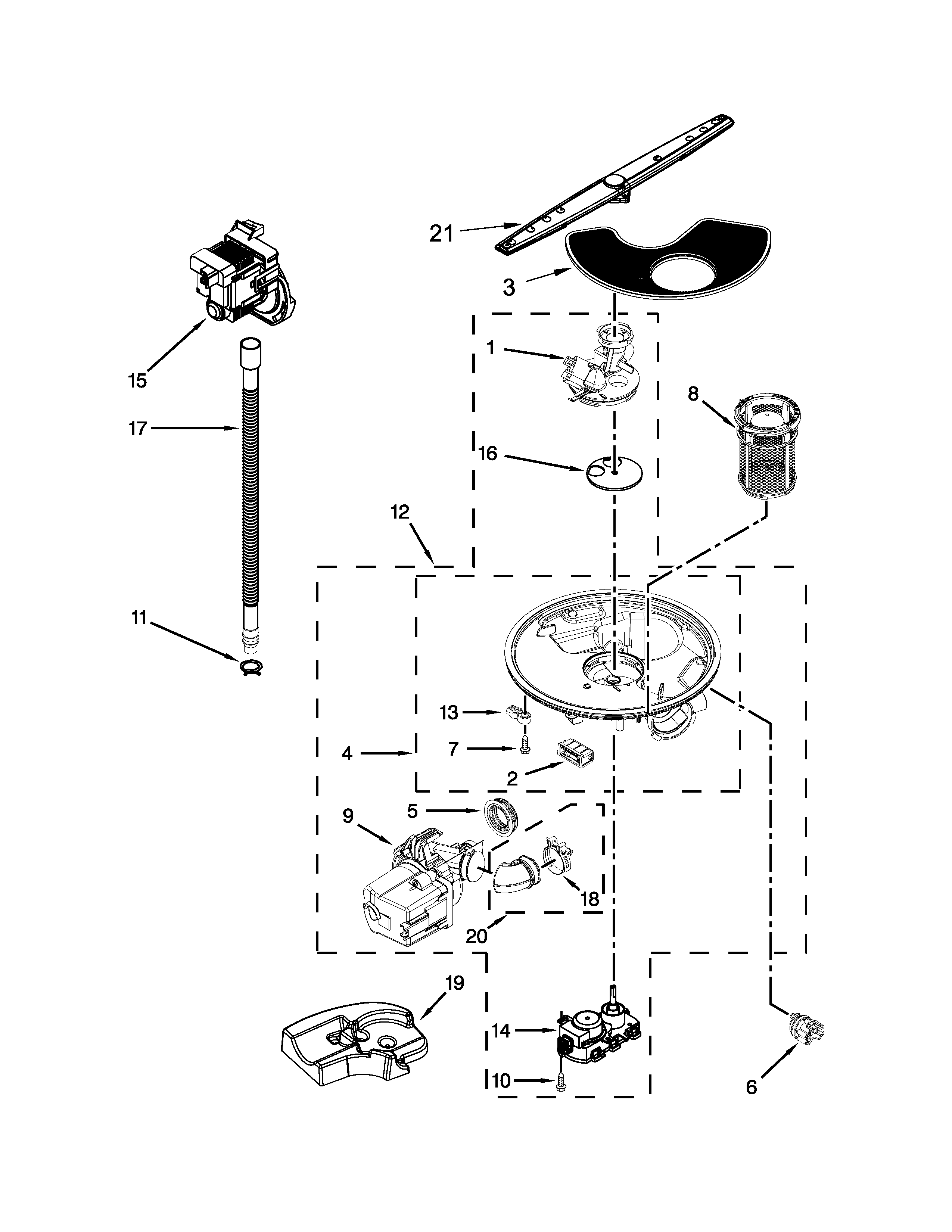 PUMP, WASHARM AND MOTOR PARTS