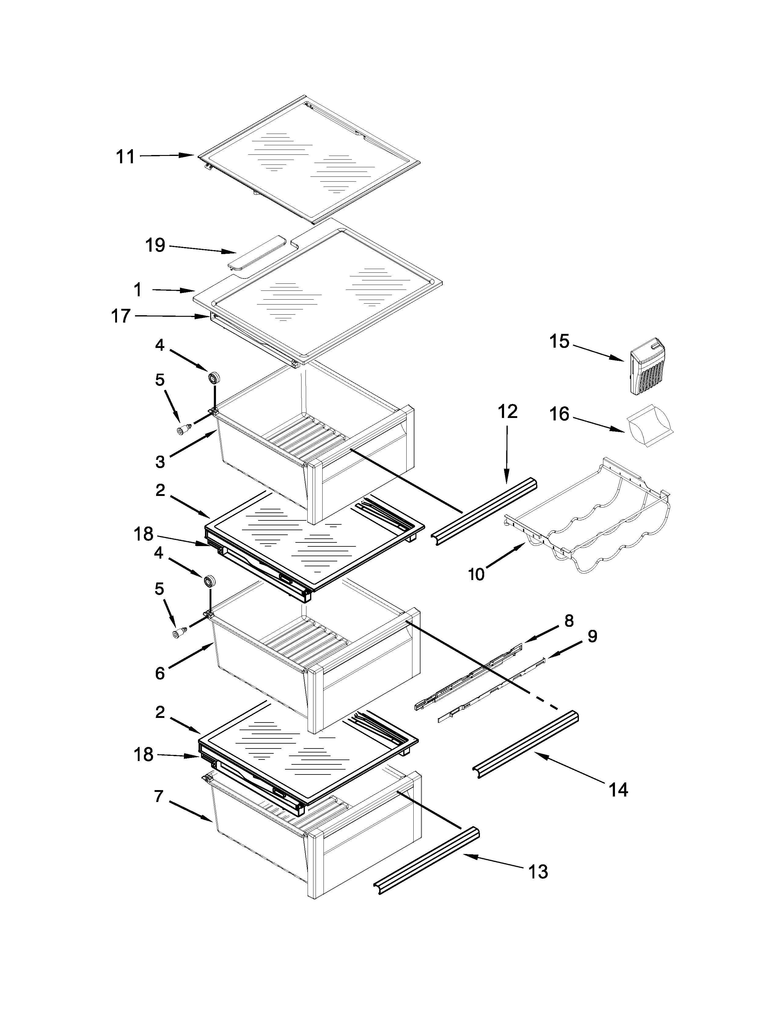 Refrigerator shelf parts