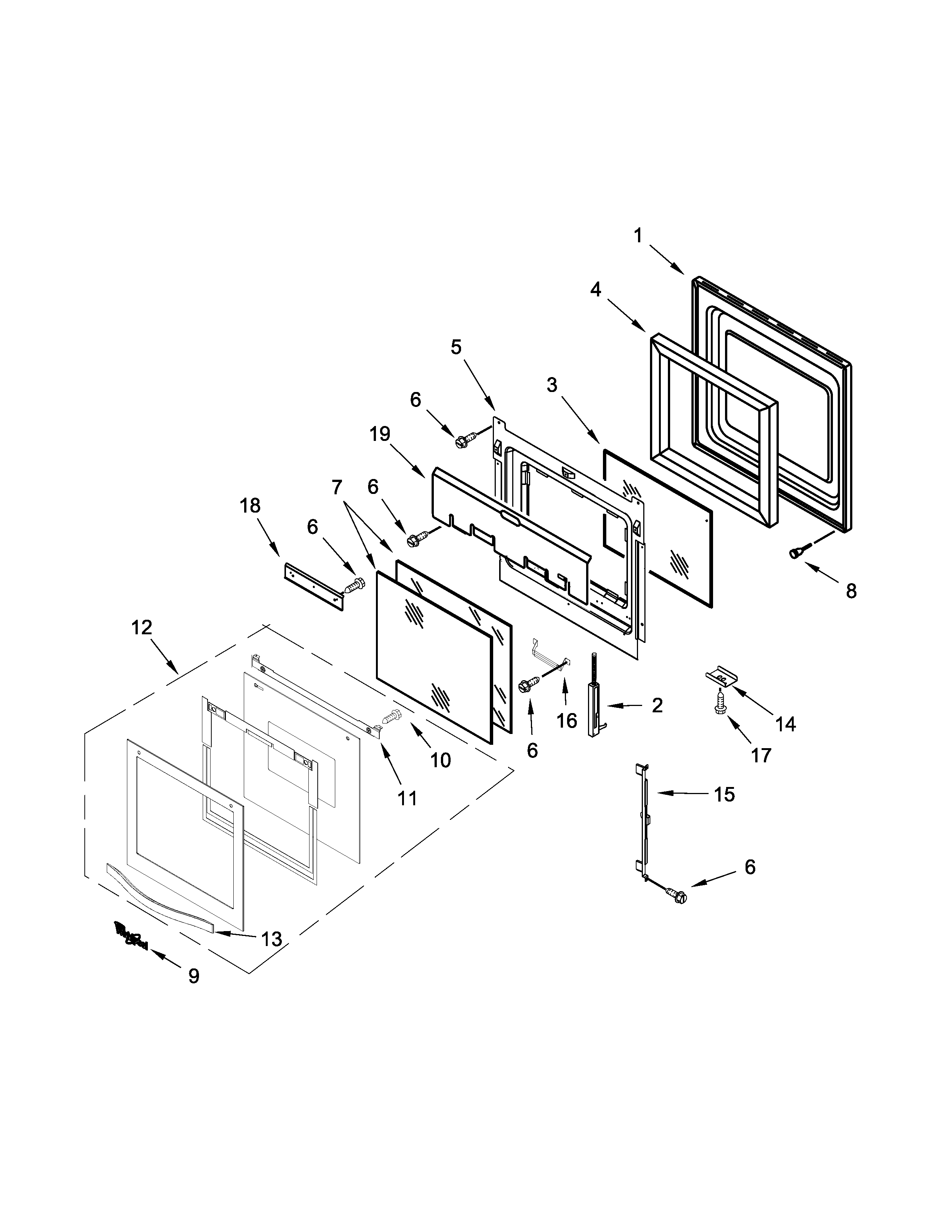 Oven door parts