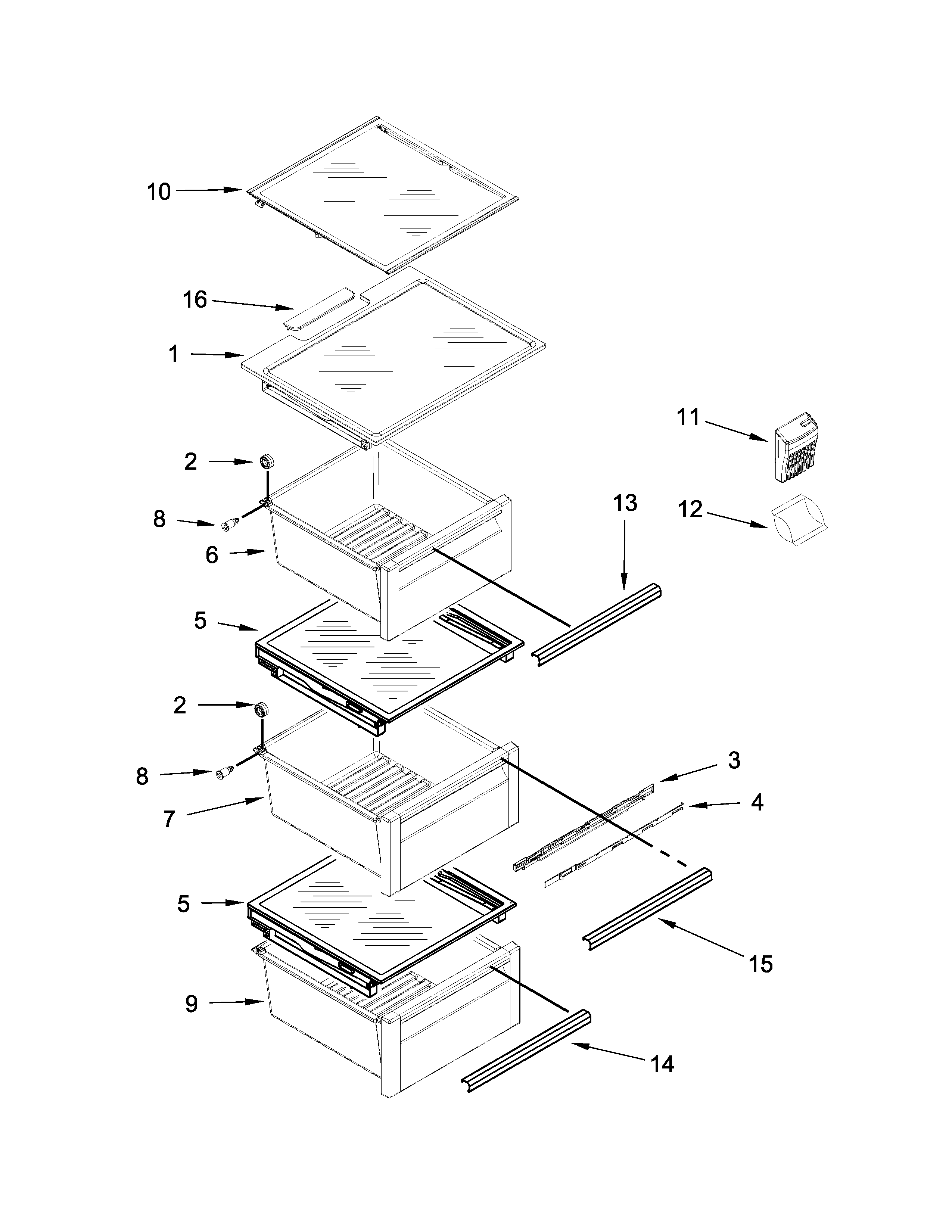 Refrigerator shelf parts