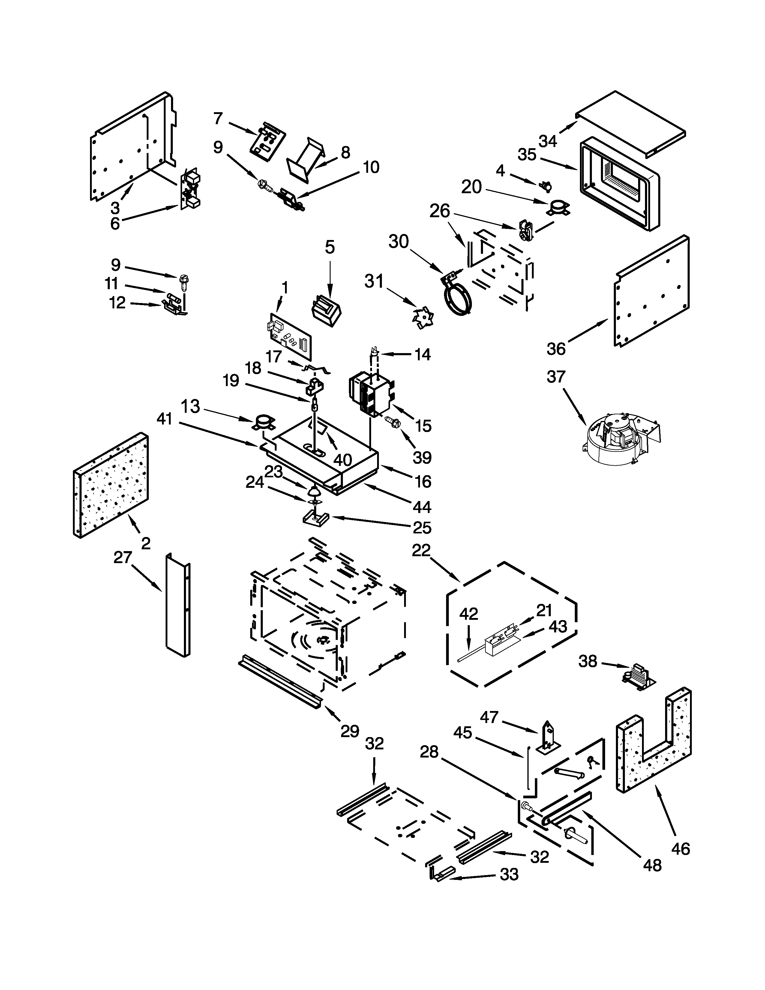 Cabinet and stirrer parts