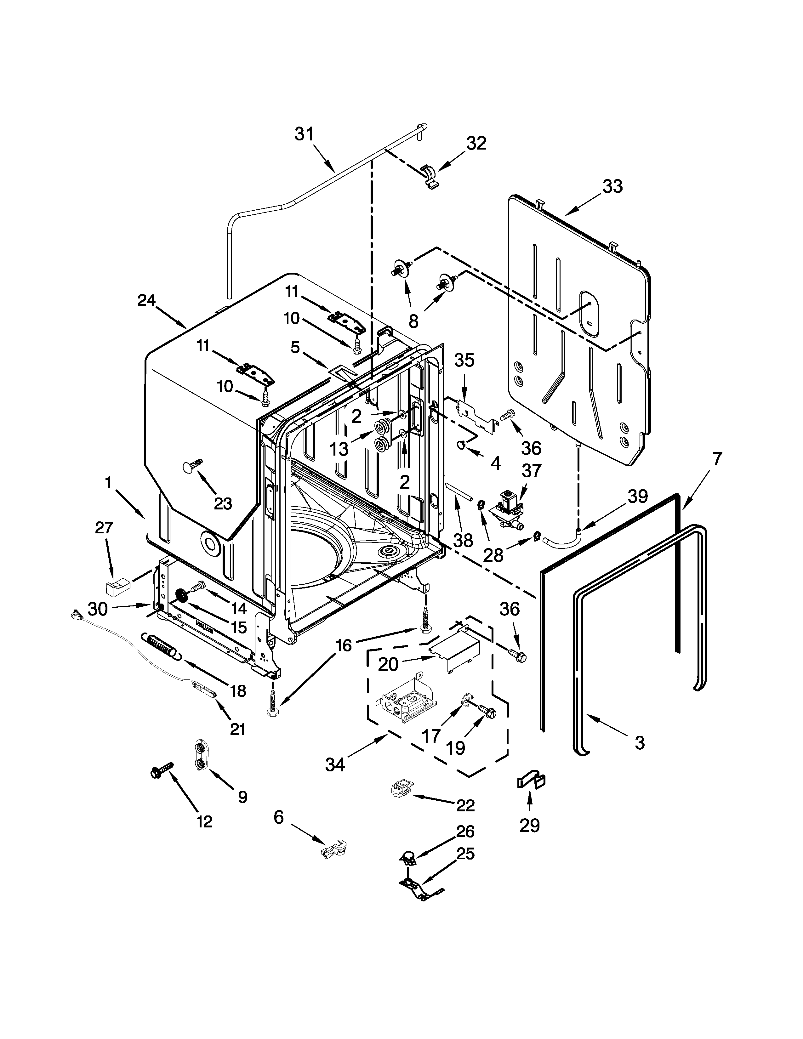 TUB, TANK AND FRAME PARTS