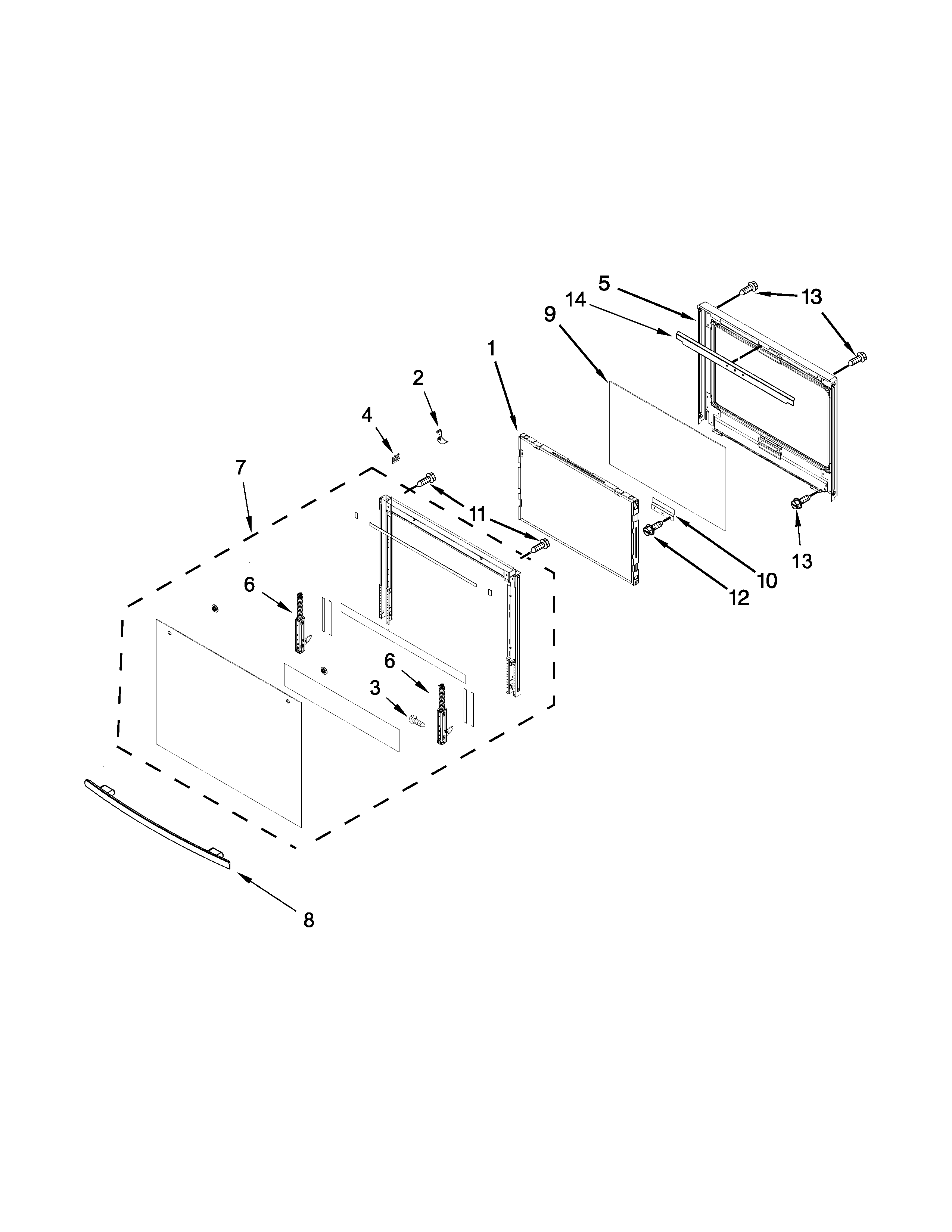 Upper oven door parts