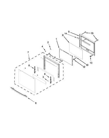Upper oven door parts