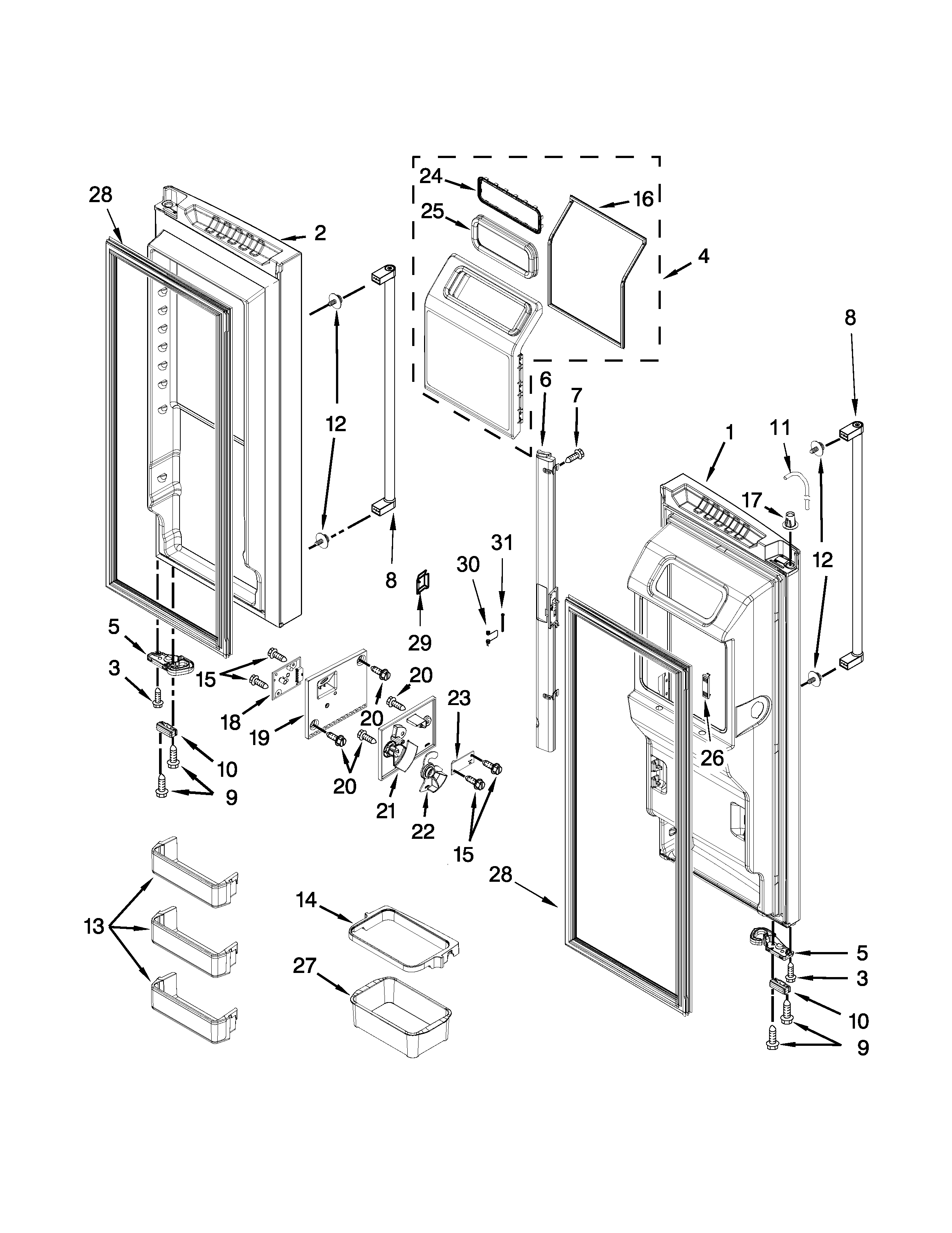 Refrigerator door parts