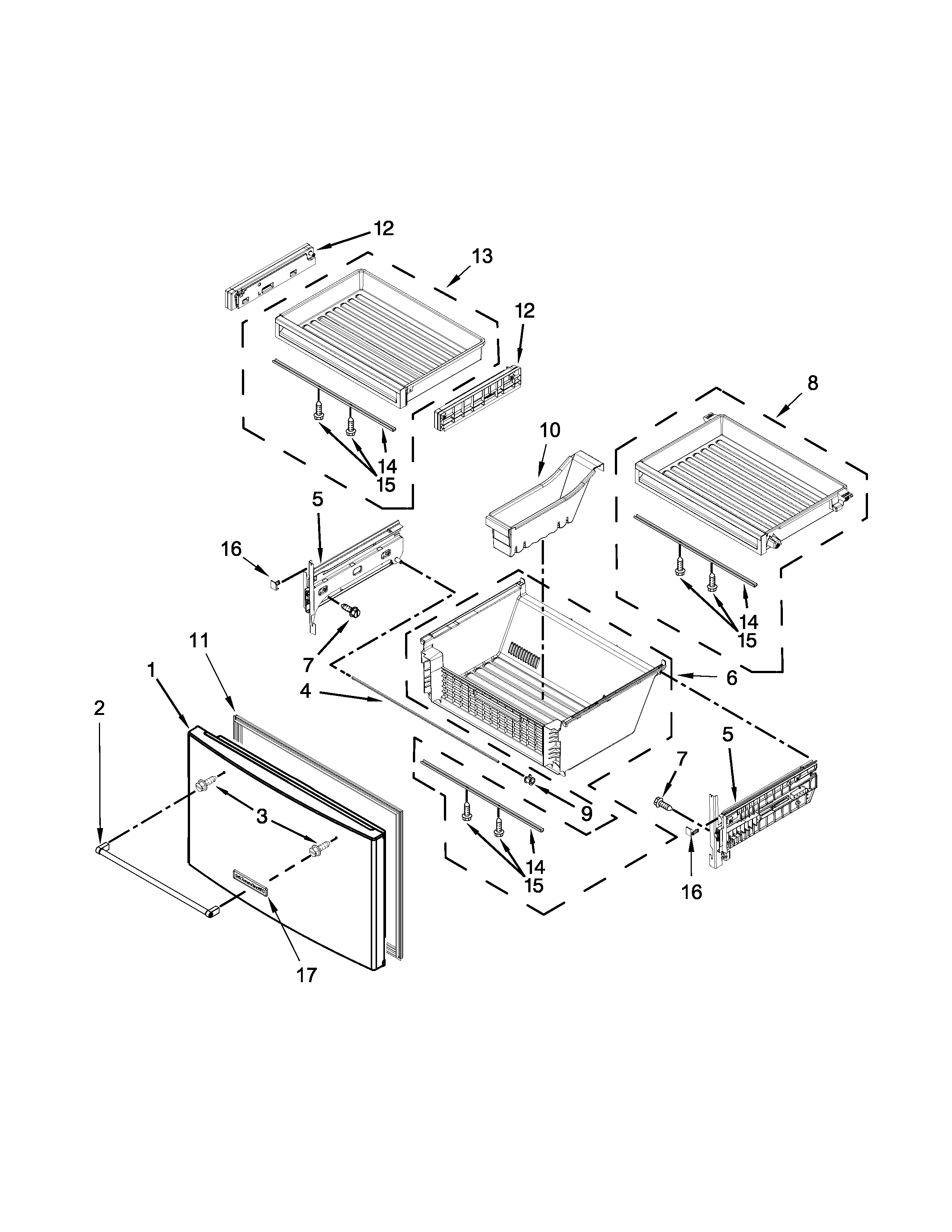 Freezer door parts