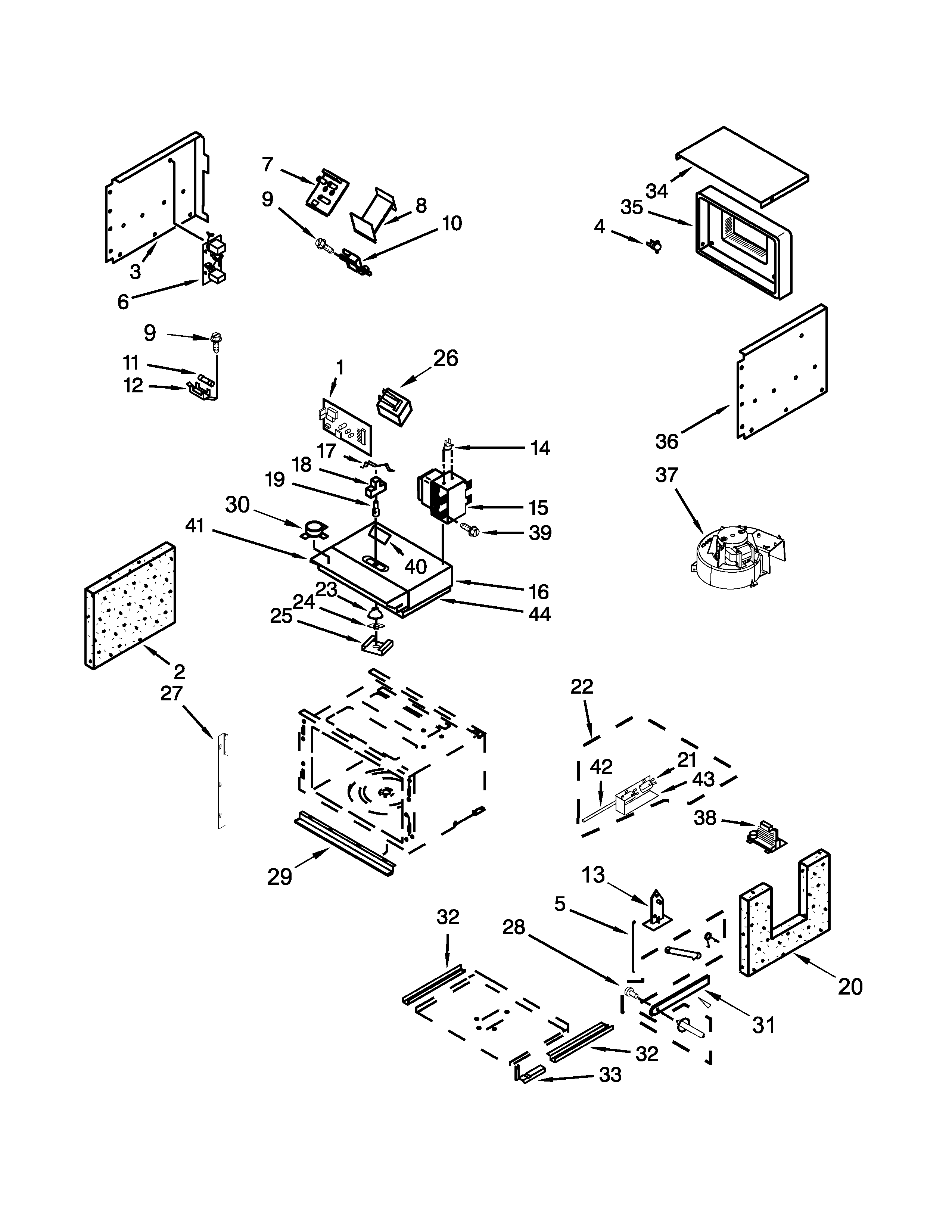 Cabinet and stirrer parts