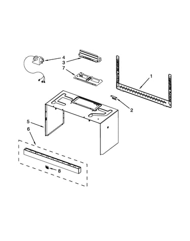 Cabinet and installation parts