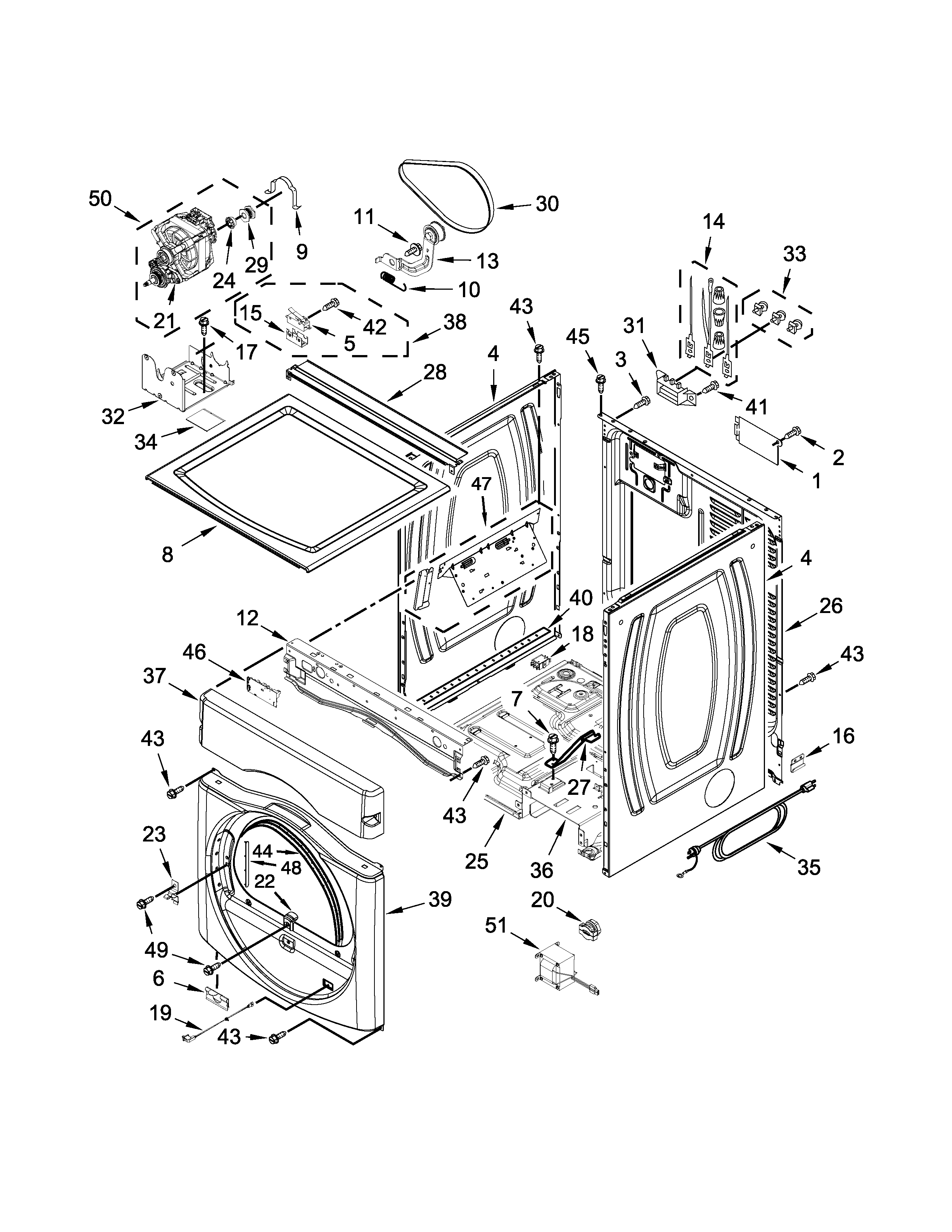 Dryer cabinet parts