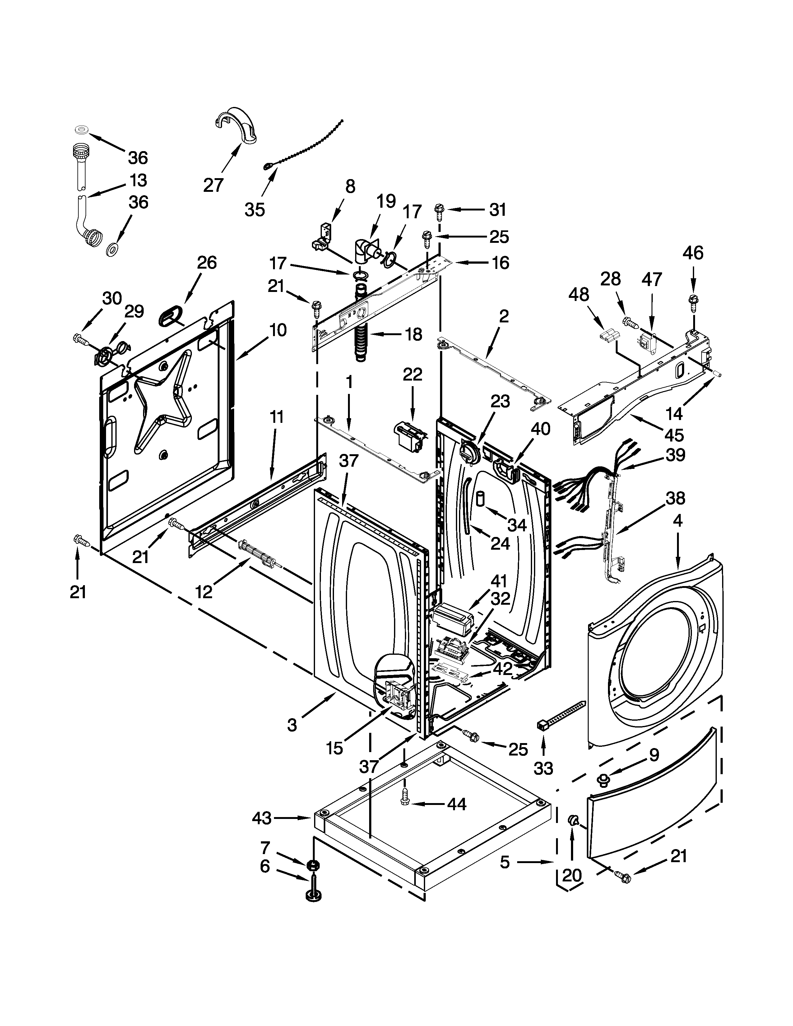 Washer cabinet parts