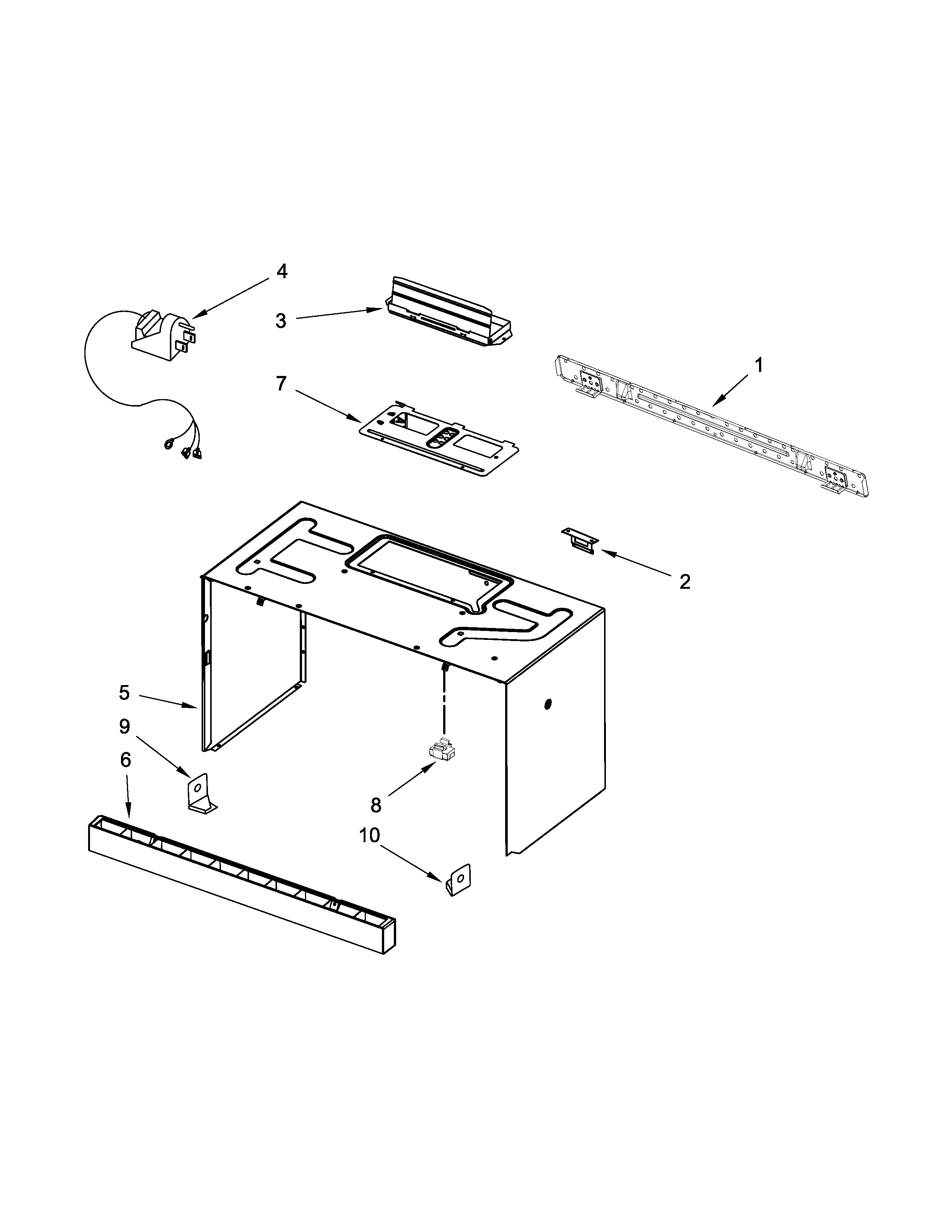 Cabinet and installation parts