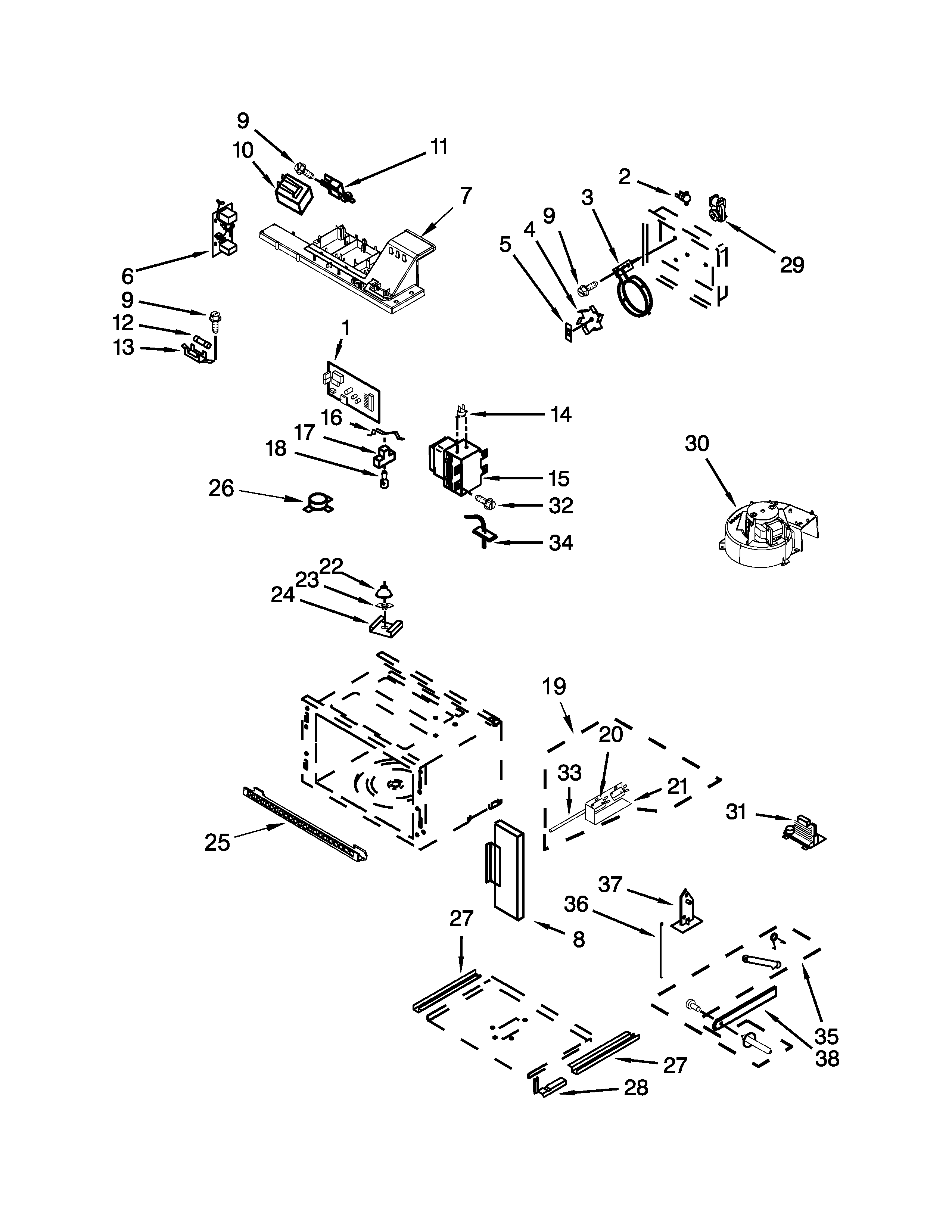 Cabinet and stirrer parts