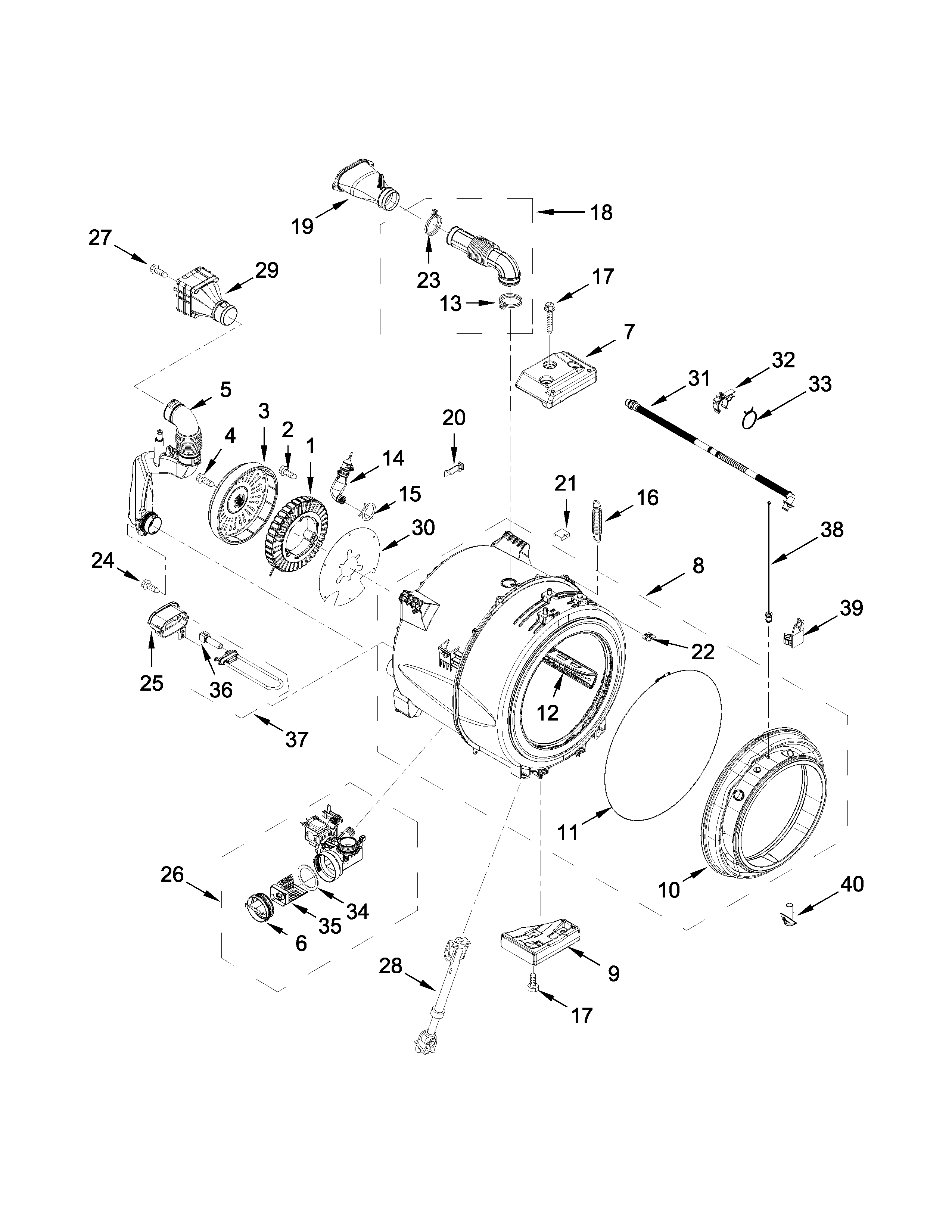 Tub and basket parts