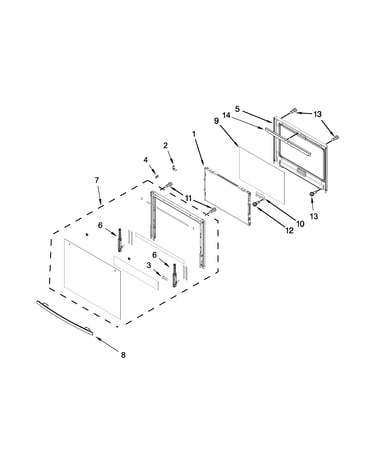 Upper oven door parts