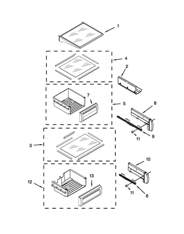Refrigerator shelf parts