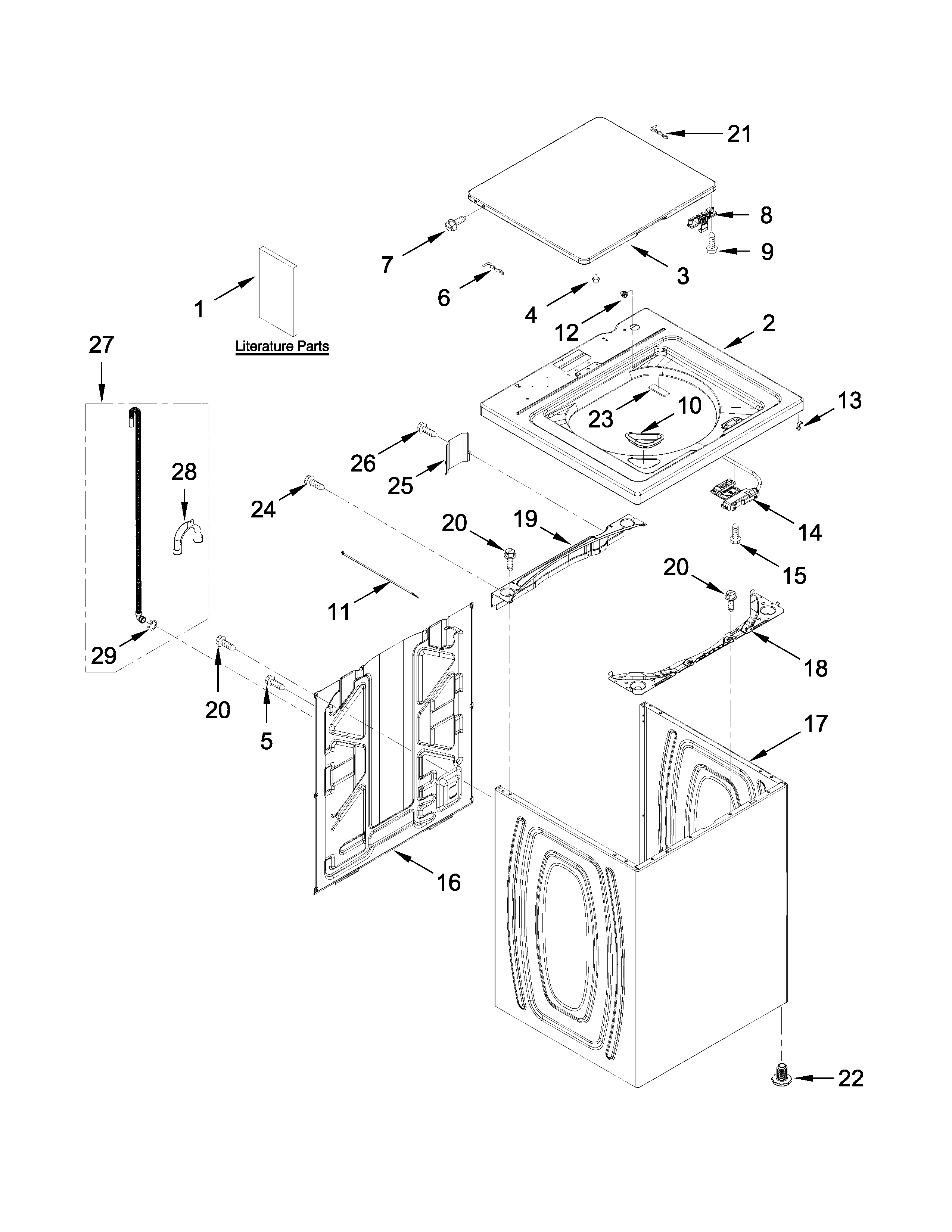 Top and cabinet parts