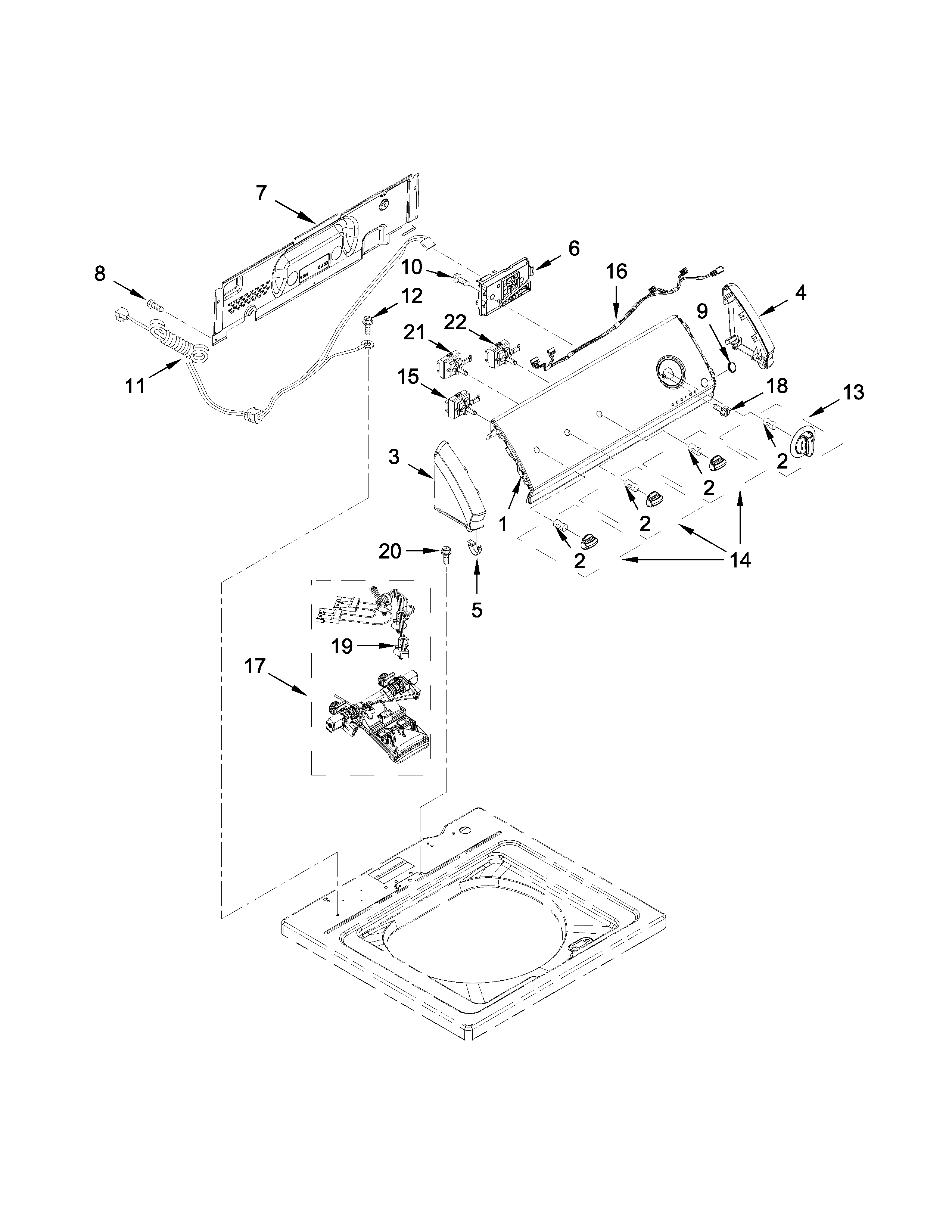 Controls and water inlet parts