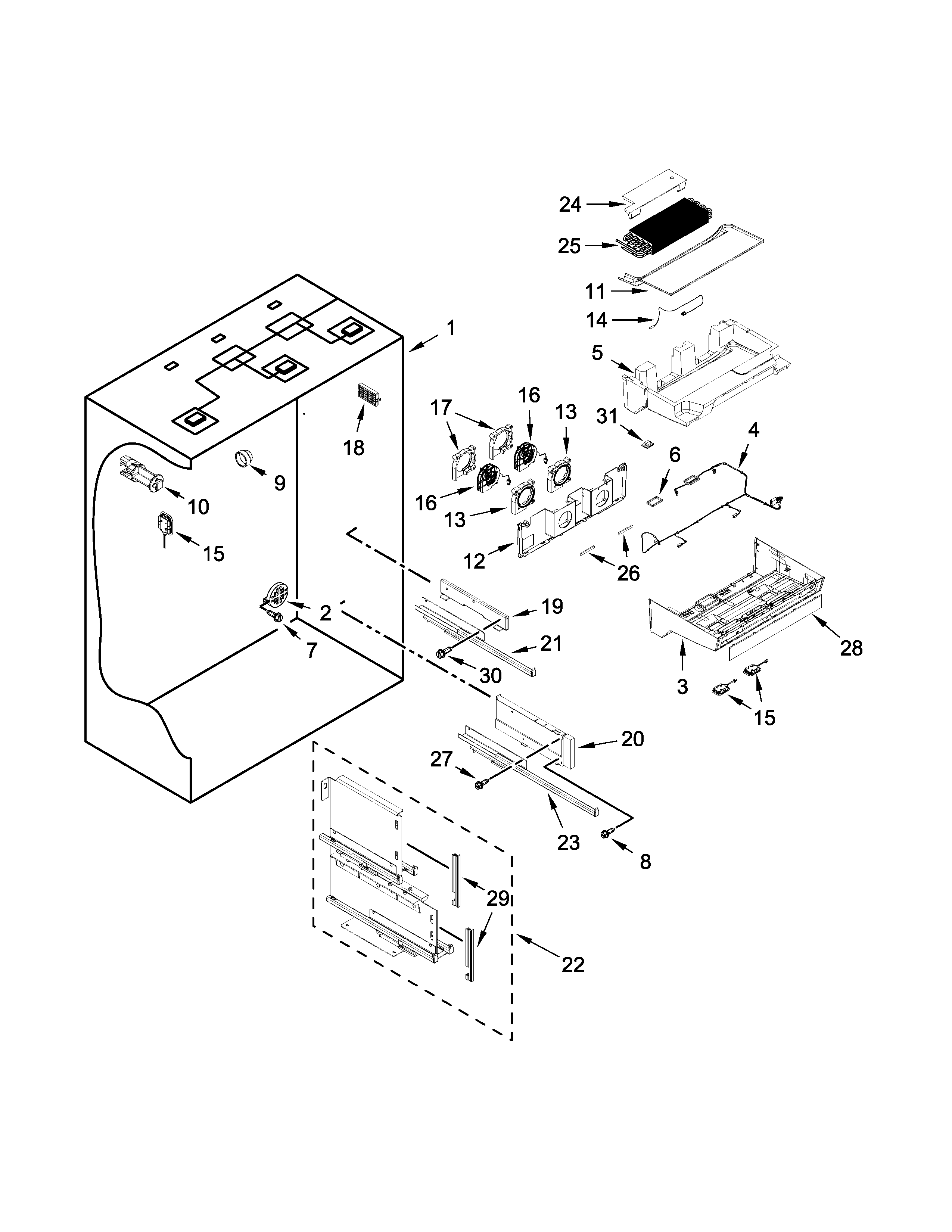 Refrigerator liner parts