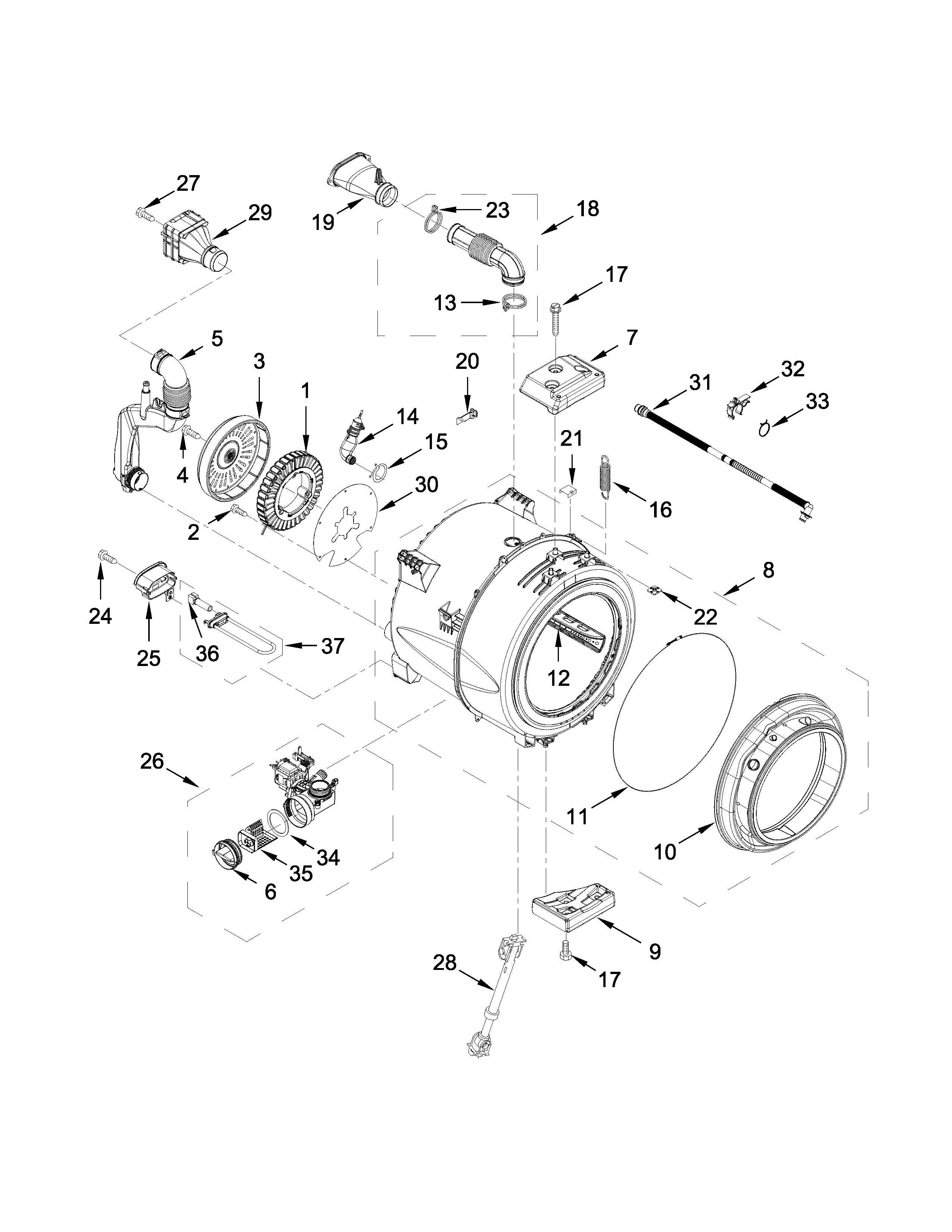 Tub and basket parts