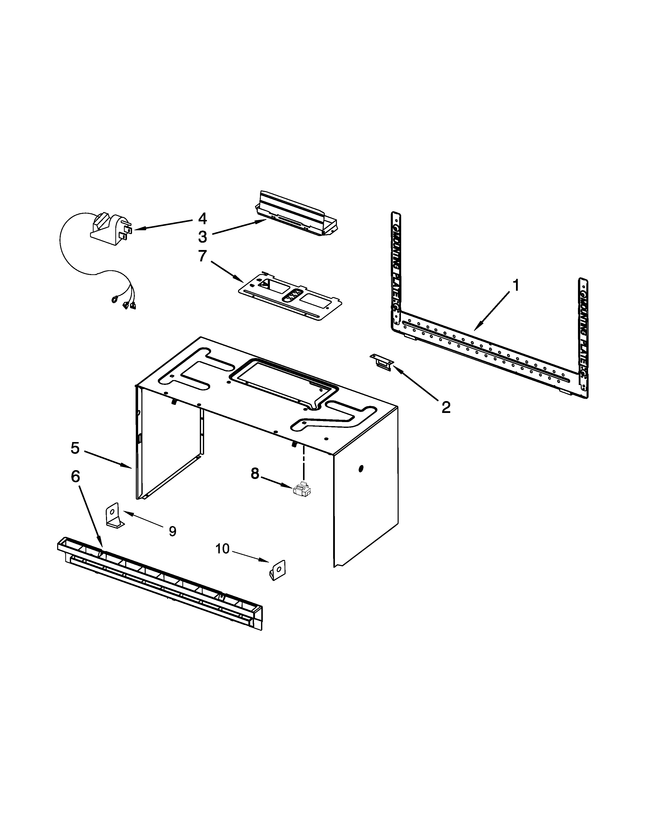 Cabinet and installation parts