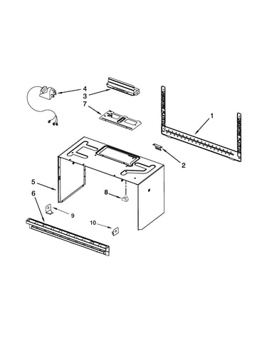 Cabinet and installation parts