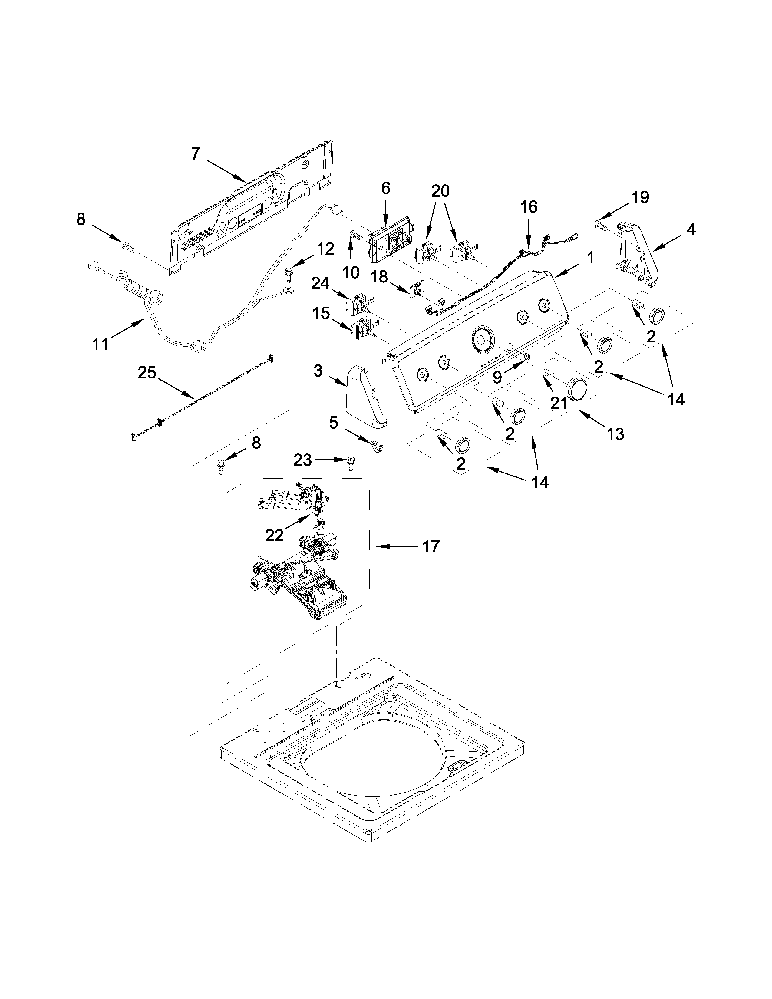Controls and water inlet parts