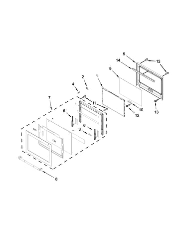 Upper oven door parts