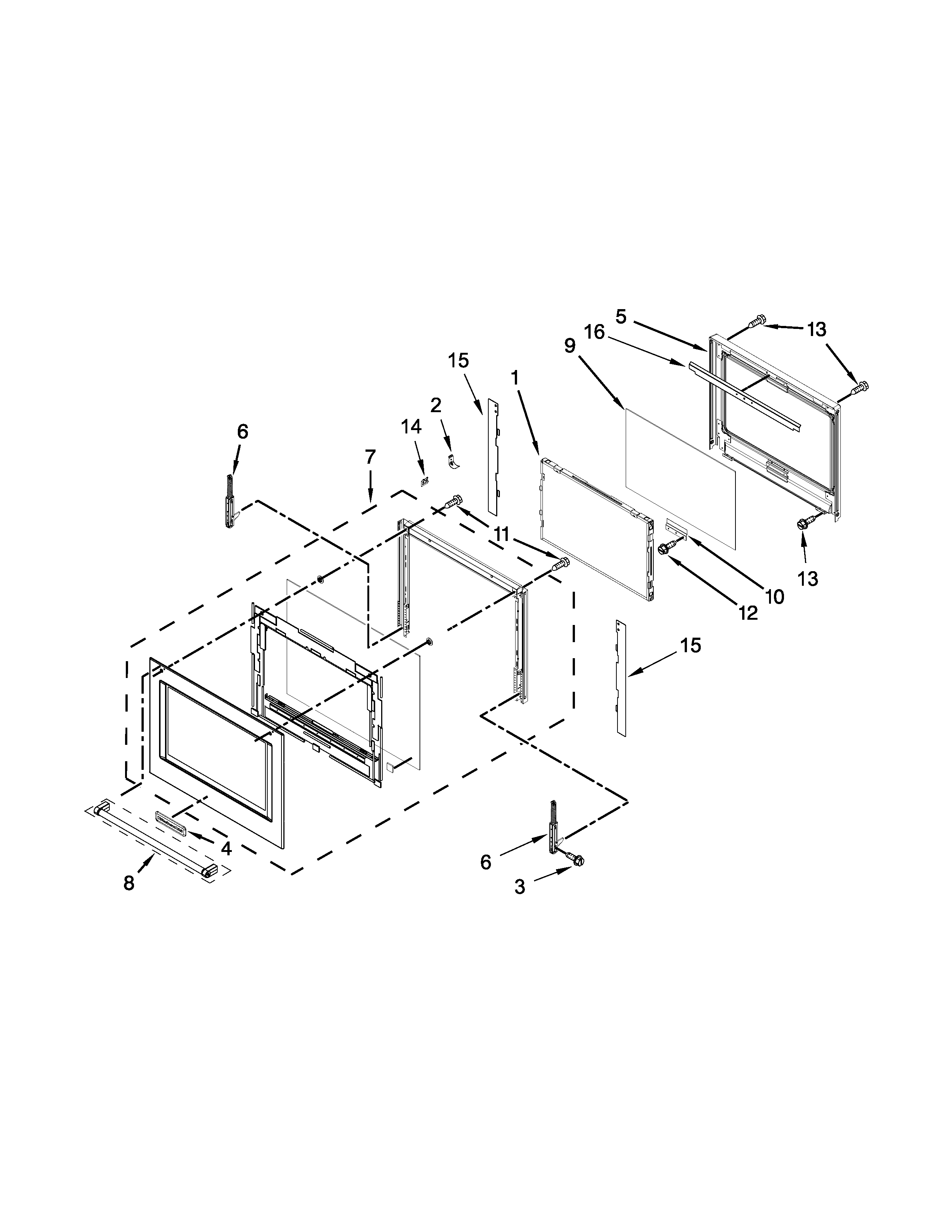 Lower oven door parts
