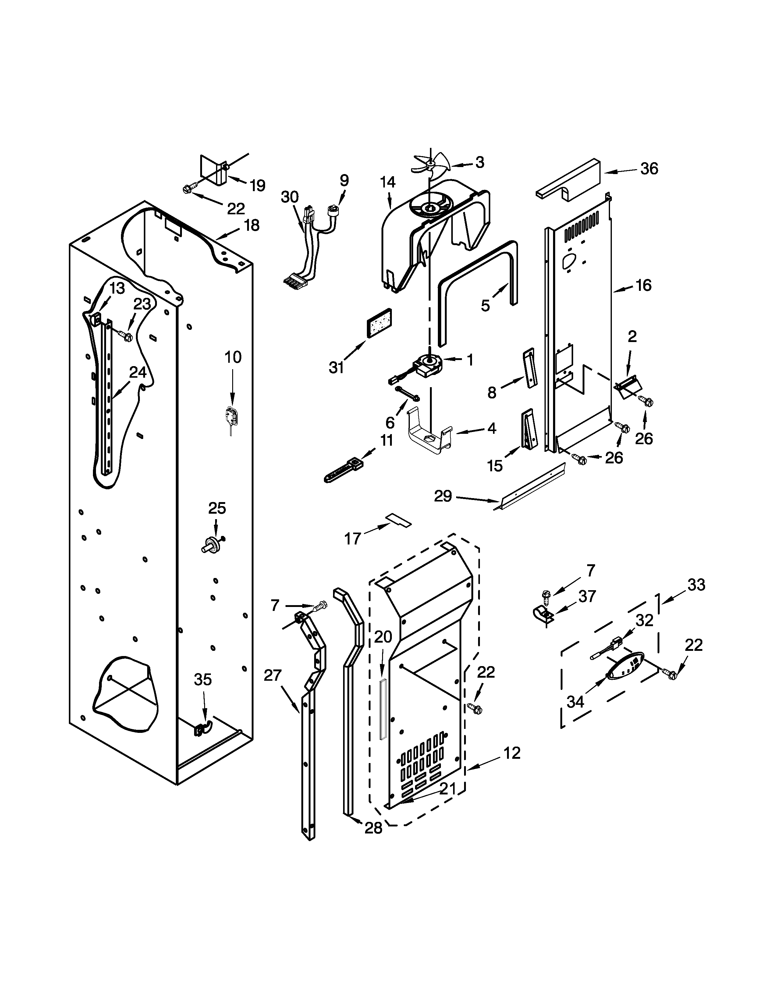 FREEZER LINER AND AIR FLOW PARTS