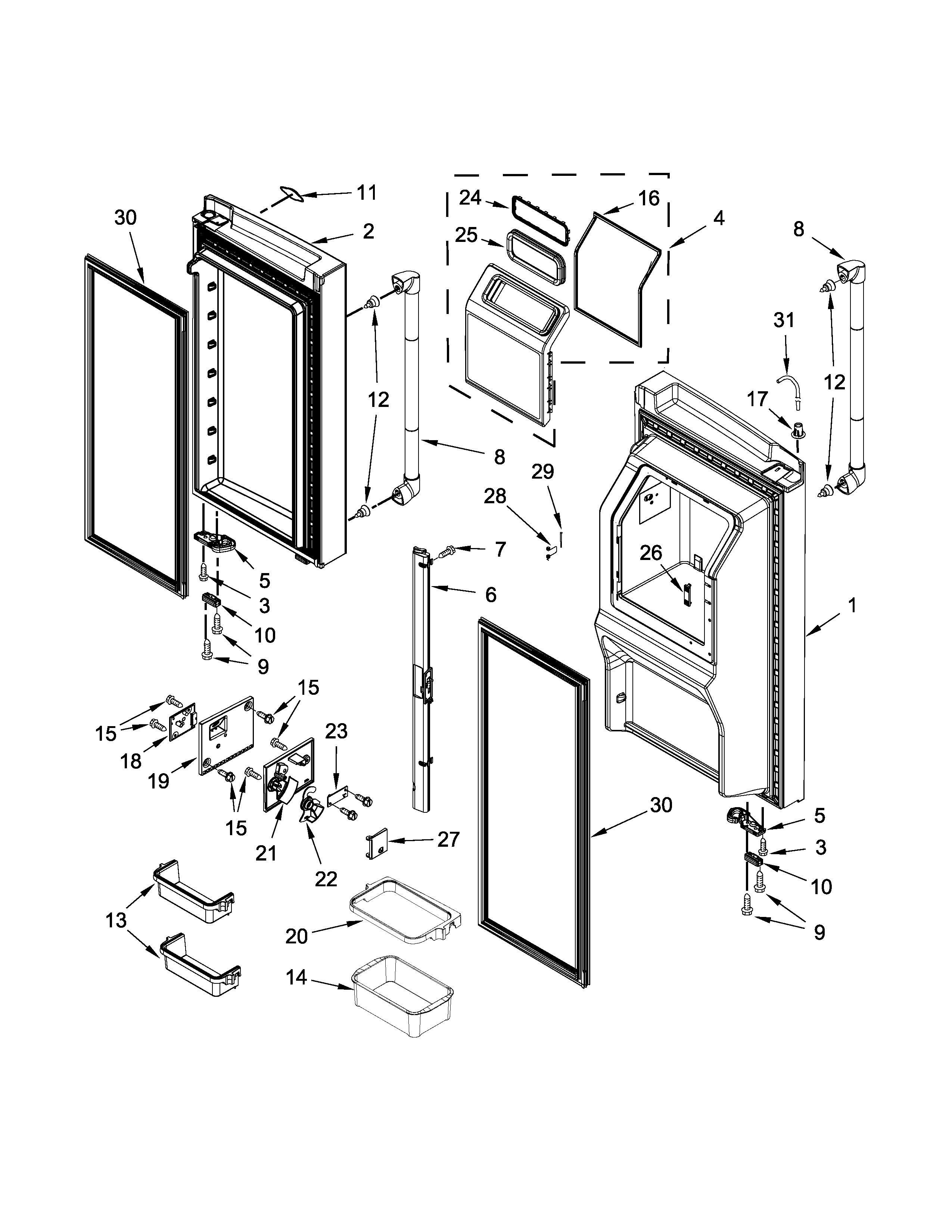 Refrigerator door parts