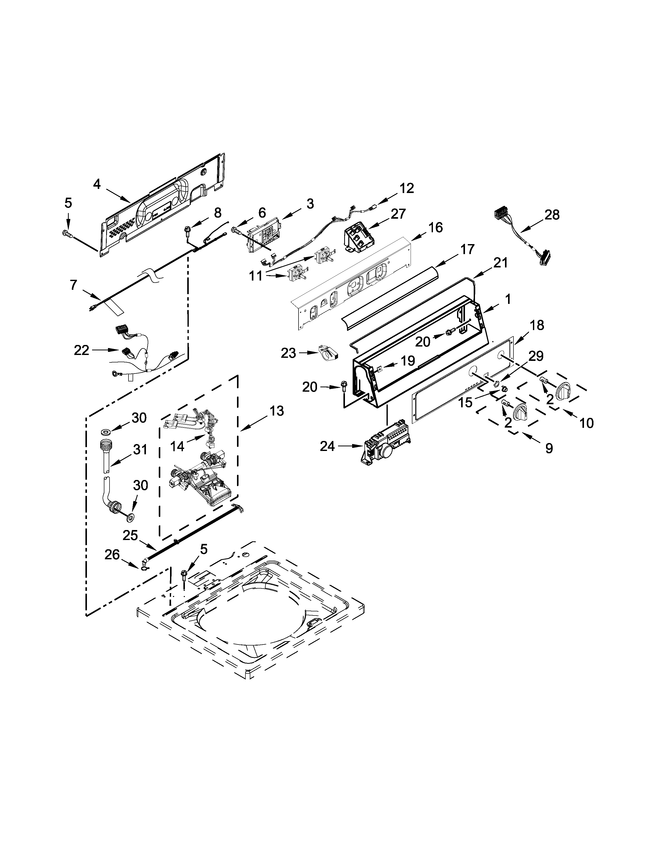 Controls and water inlet parts