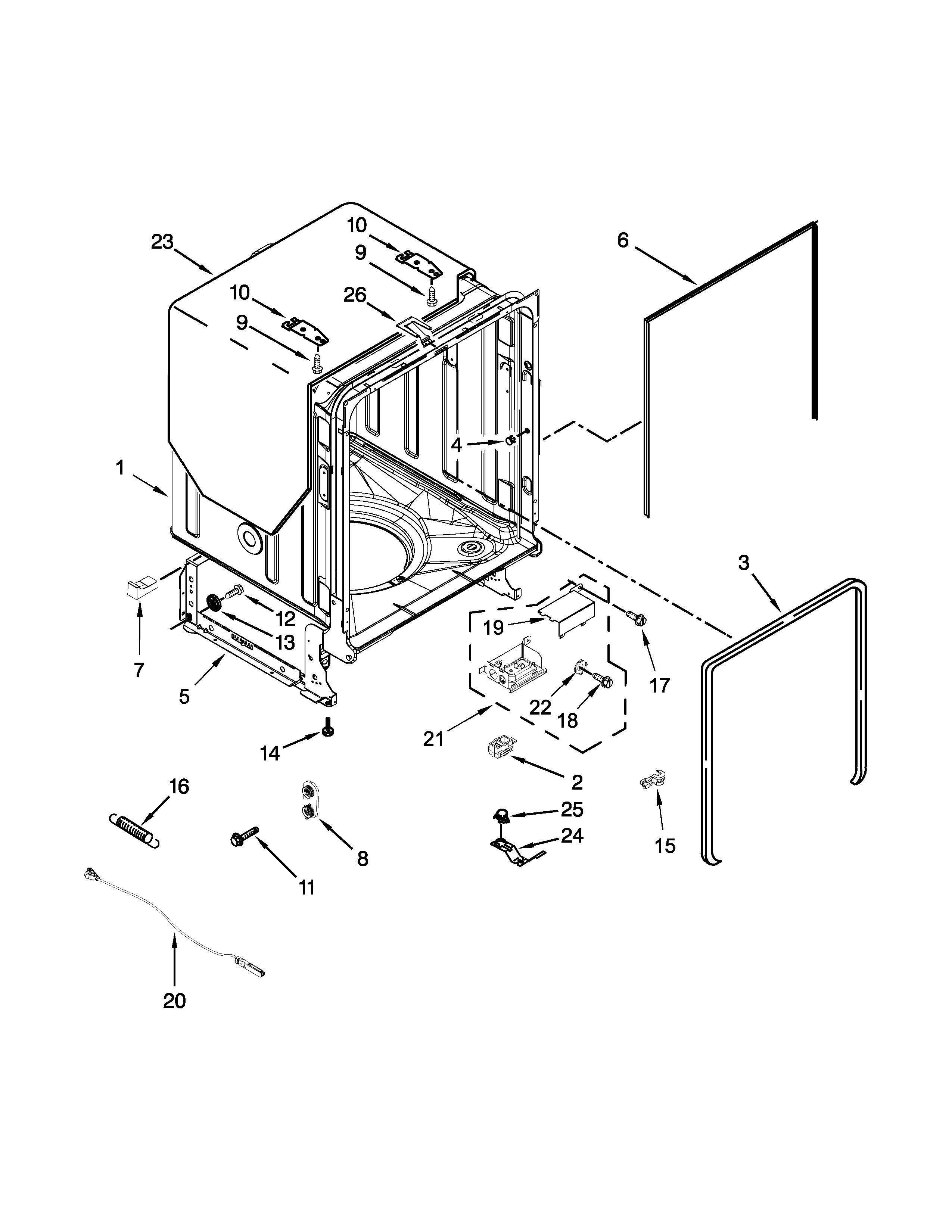 Tub and frame parts