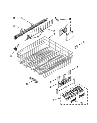 Upper rack and track parts